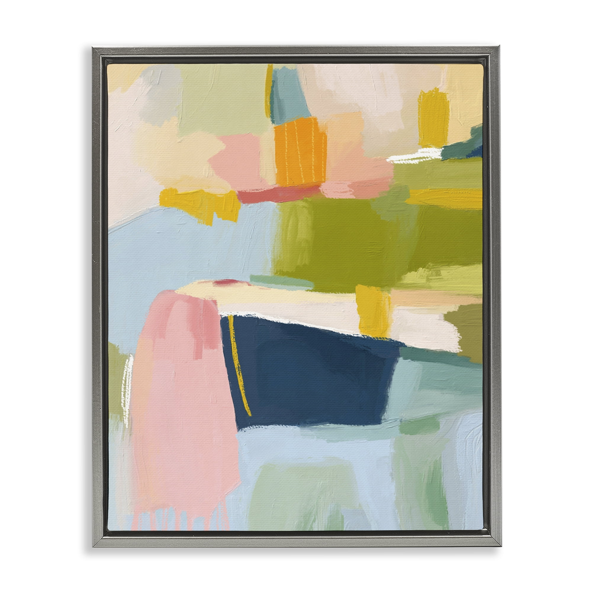 Stupell Industries Pastel Wonder Brushstrokes Gray Framed Floater Canvas Wall Art, design by Lisa Nohren