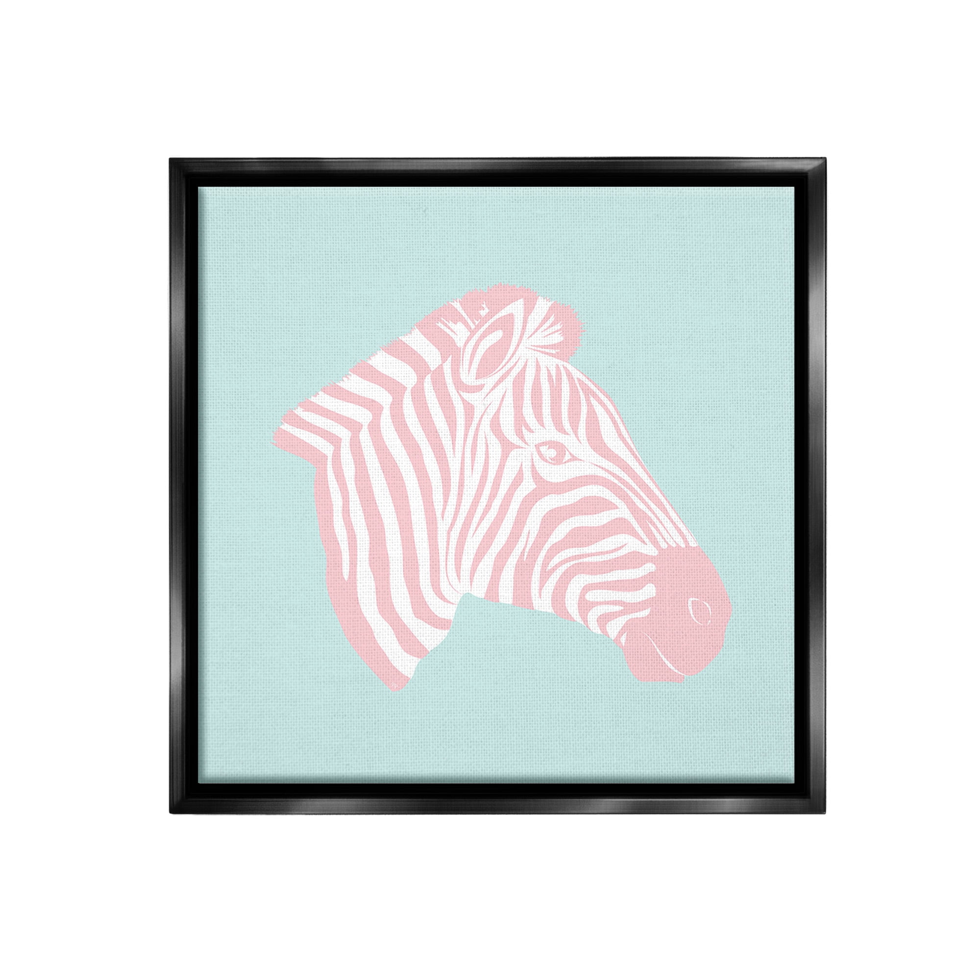 Stupell Industries Pastel Zebra Portrait Animals & Insects Painting Black Floater Framed Canvas Art Print Wall Art, 25 x 25
