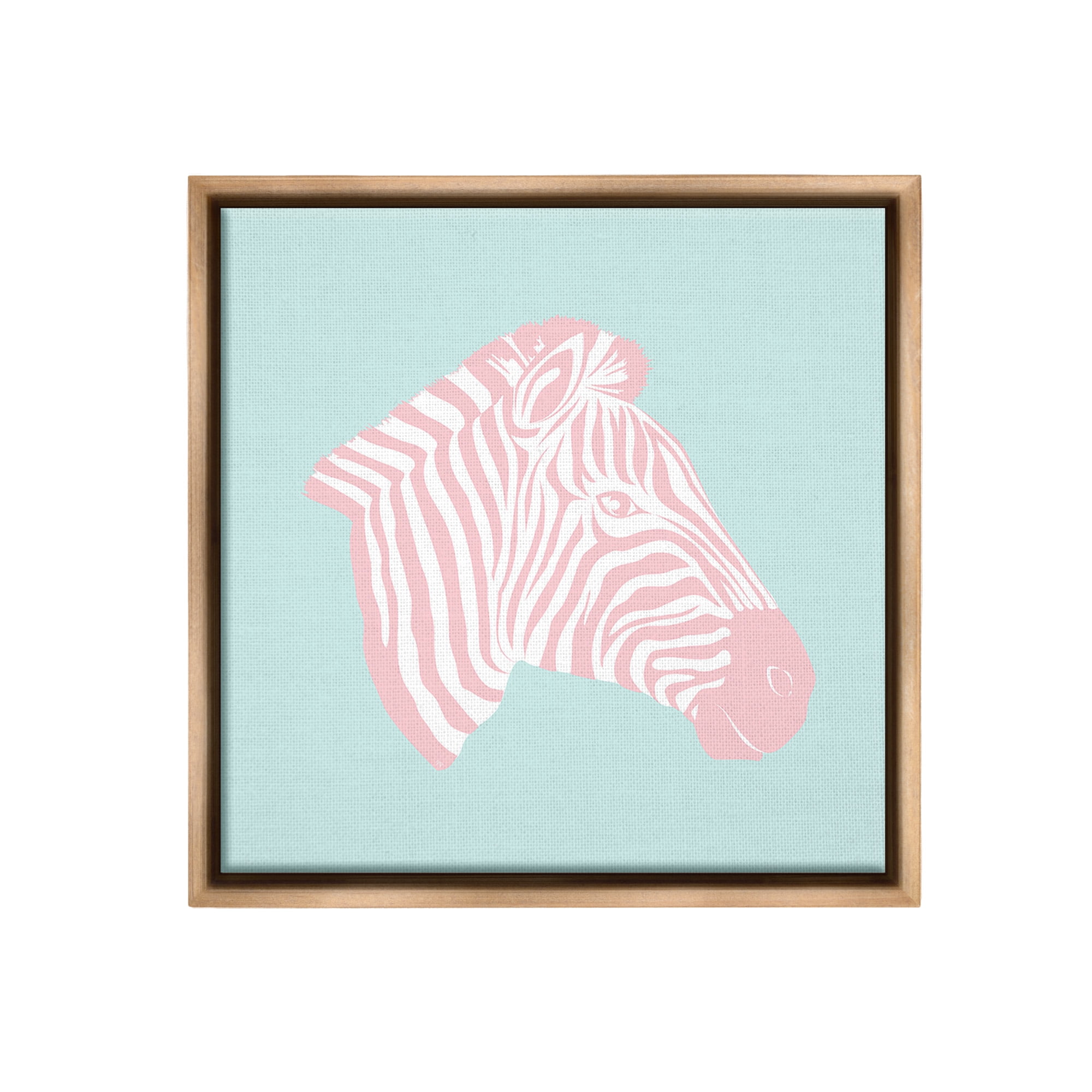 Stupell Industries Pastel Zebra Portrait Animals & Insects Painting Brown Floater Framed Canvas Art Print Wall Art, 25 x 25