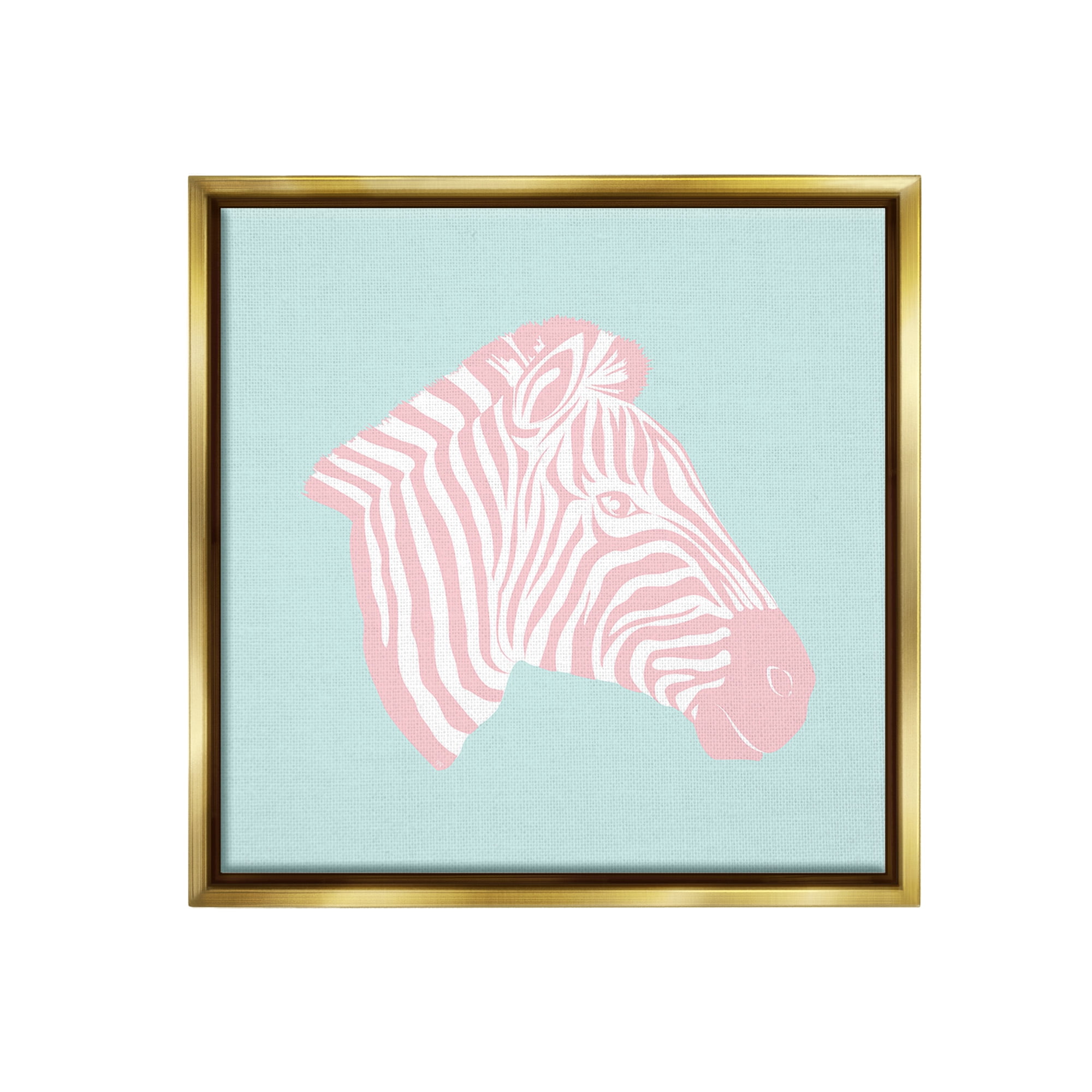 Stupell Industries Pastel Zebra Portrait Animals & Insects Painting Gold Floater Framed Canvas Art Print Wall Art, 18 x 18