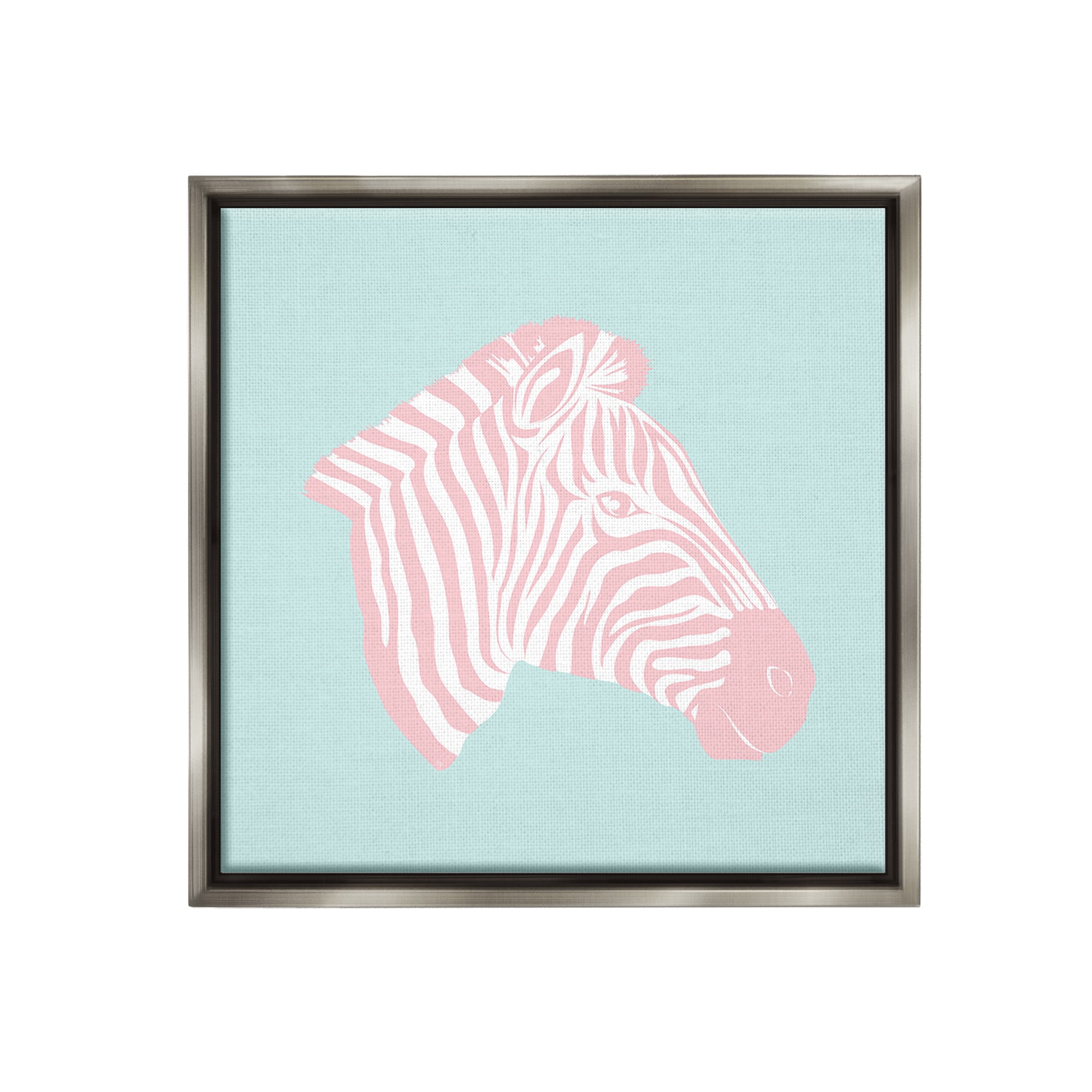 Stupell Industries Pastel Zebra Portrait Animals & Insects Painting Gray Floater Framed Canvas Art Print Wall Art, 18 x 18