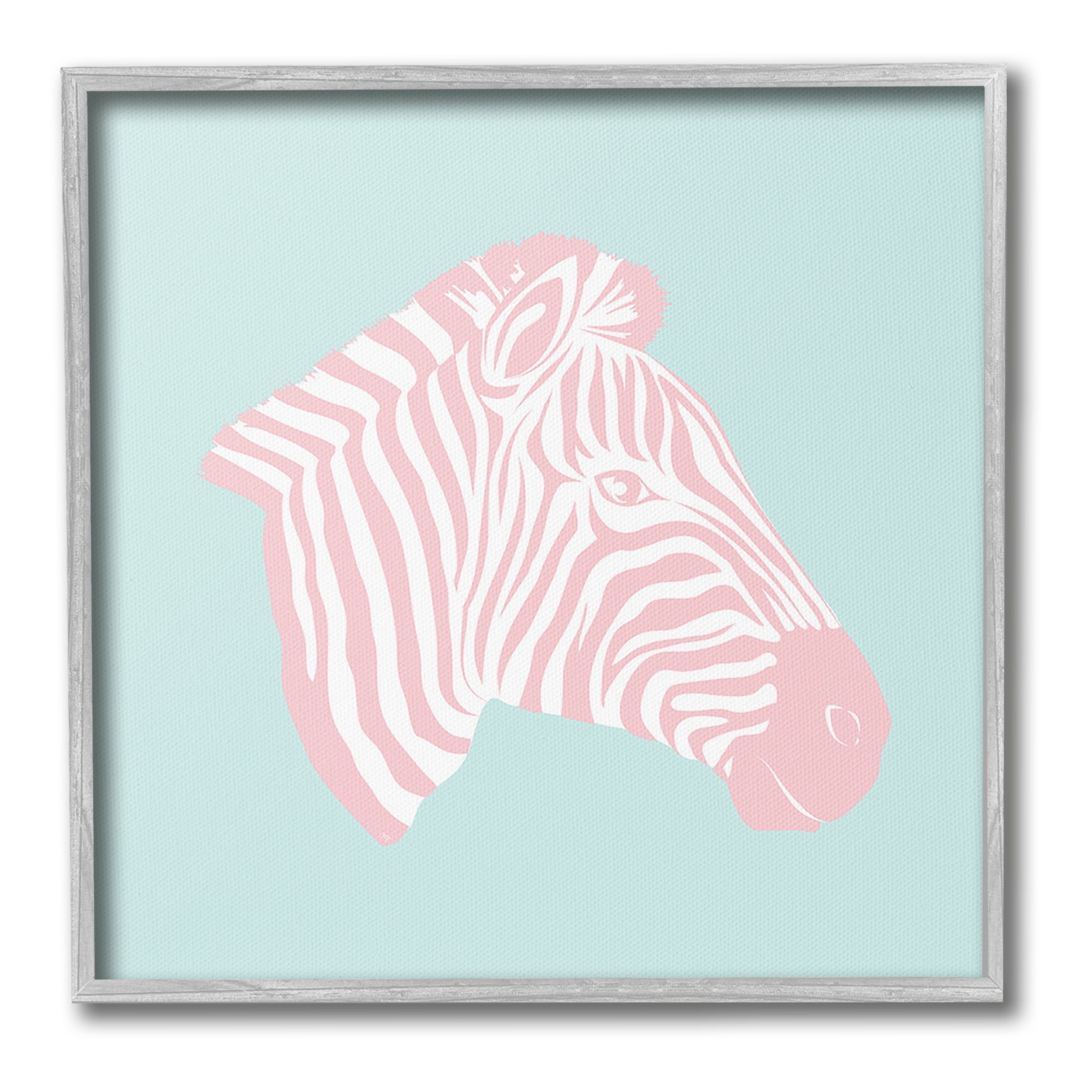 Stupell Industries Pastel Zebra Portrait Animals & Insects Painting Gray Framed Art Print Wall Art, 24 x 24