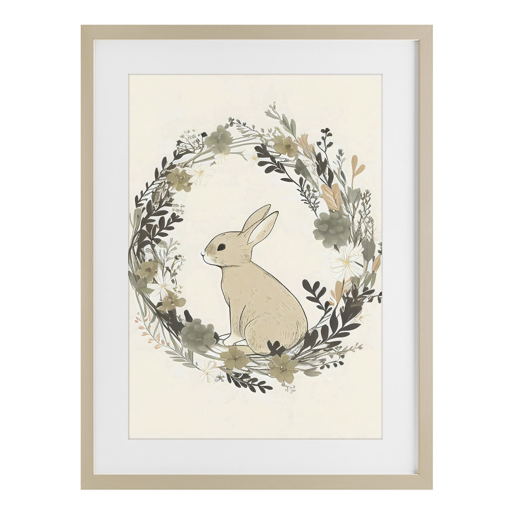 Stupell Industries Pastoral Bunny Wreath Birch Framed Print Under Glass, design by Creative Studio