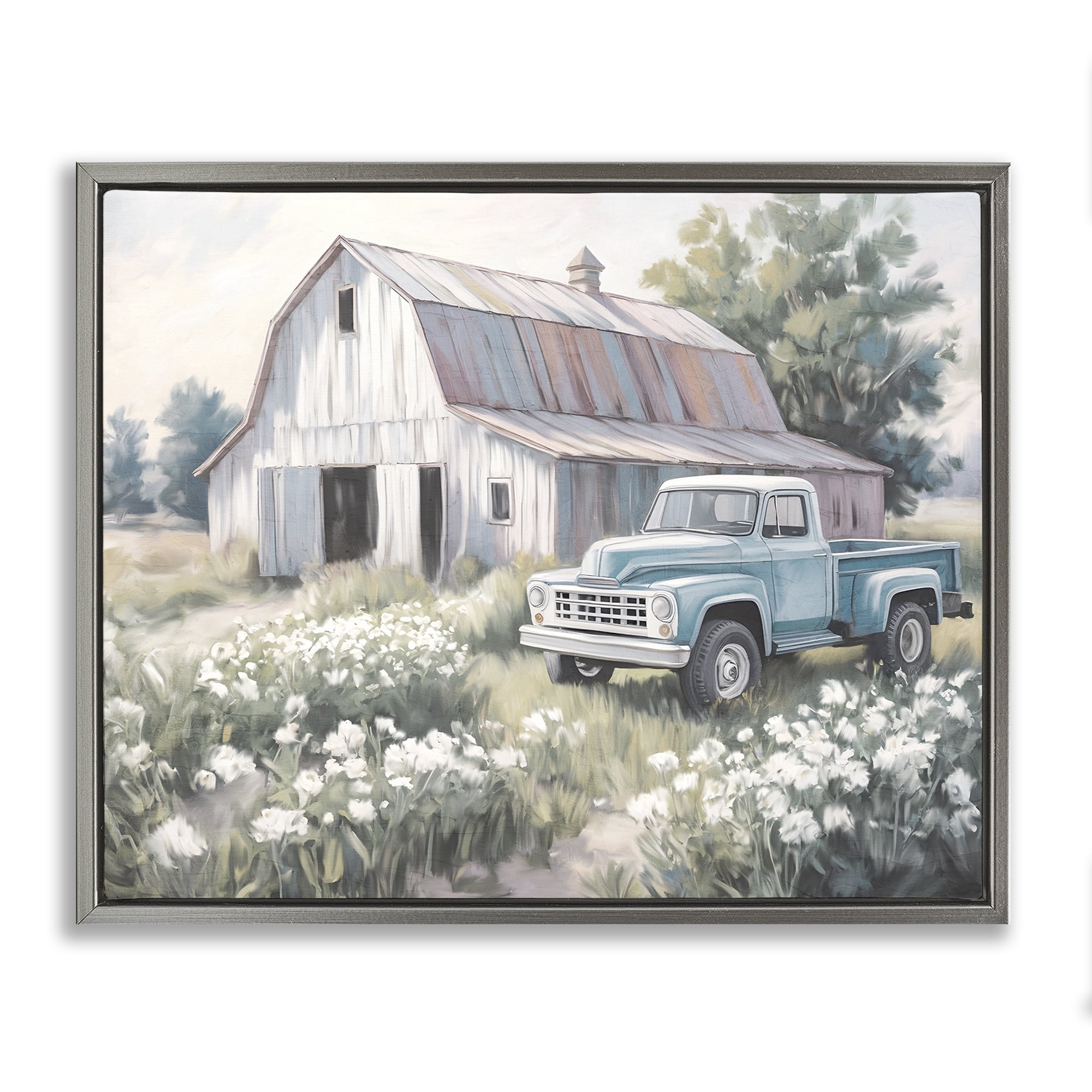 Stupell Industries Pastoral Farm Dreams Gray Framed Floater Canvas Wall Art, design by Kim Allen