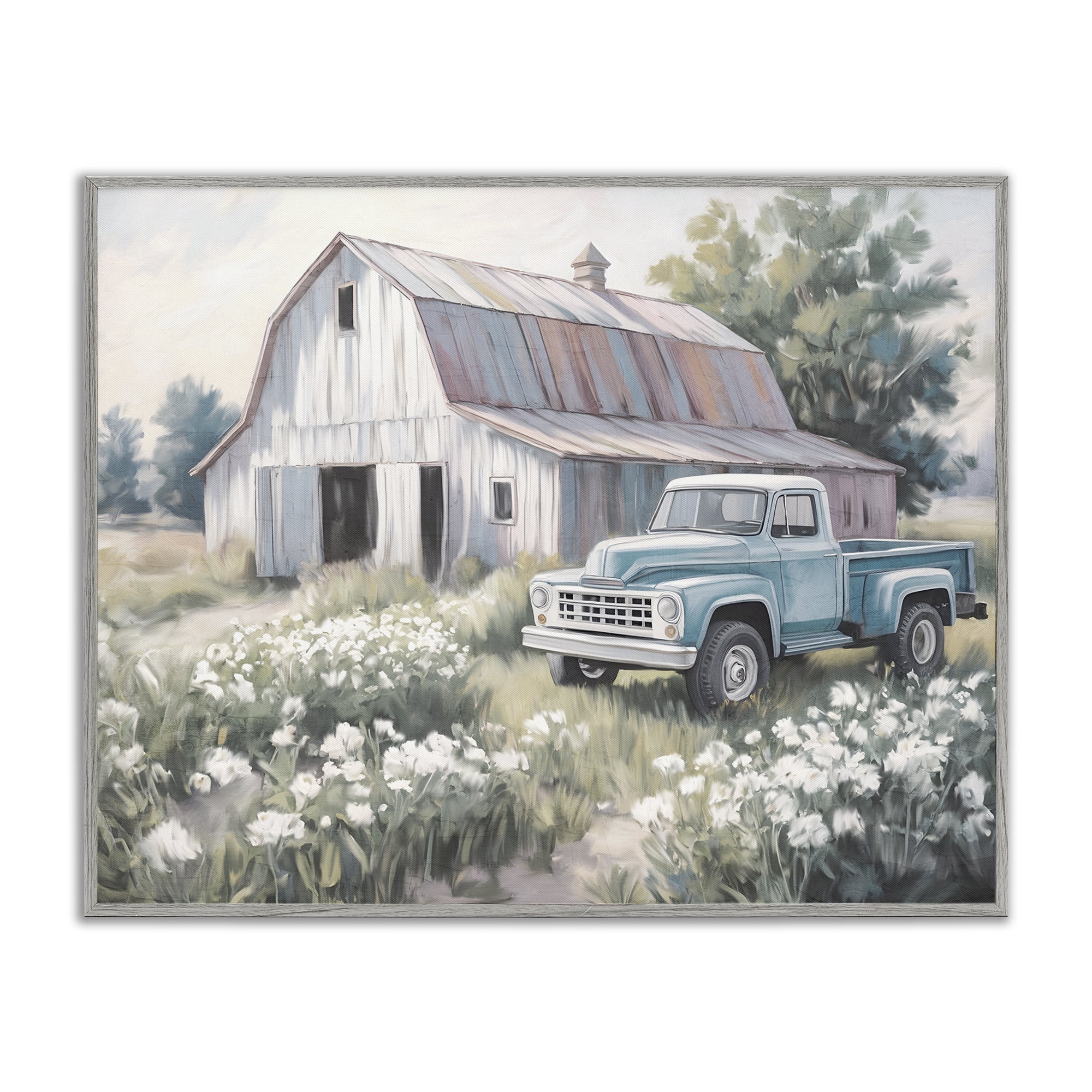Stupell Industries Pastoral Farm Dreams Gray Framed Giclee Art, design by Kim Allen