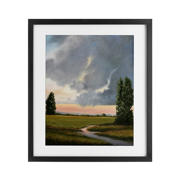 Stupell Industries Pastoral Path at Sunset Black Framed Print Under Glass design by Julie Peterson, 21 x 17