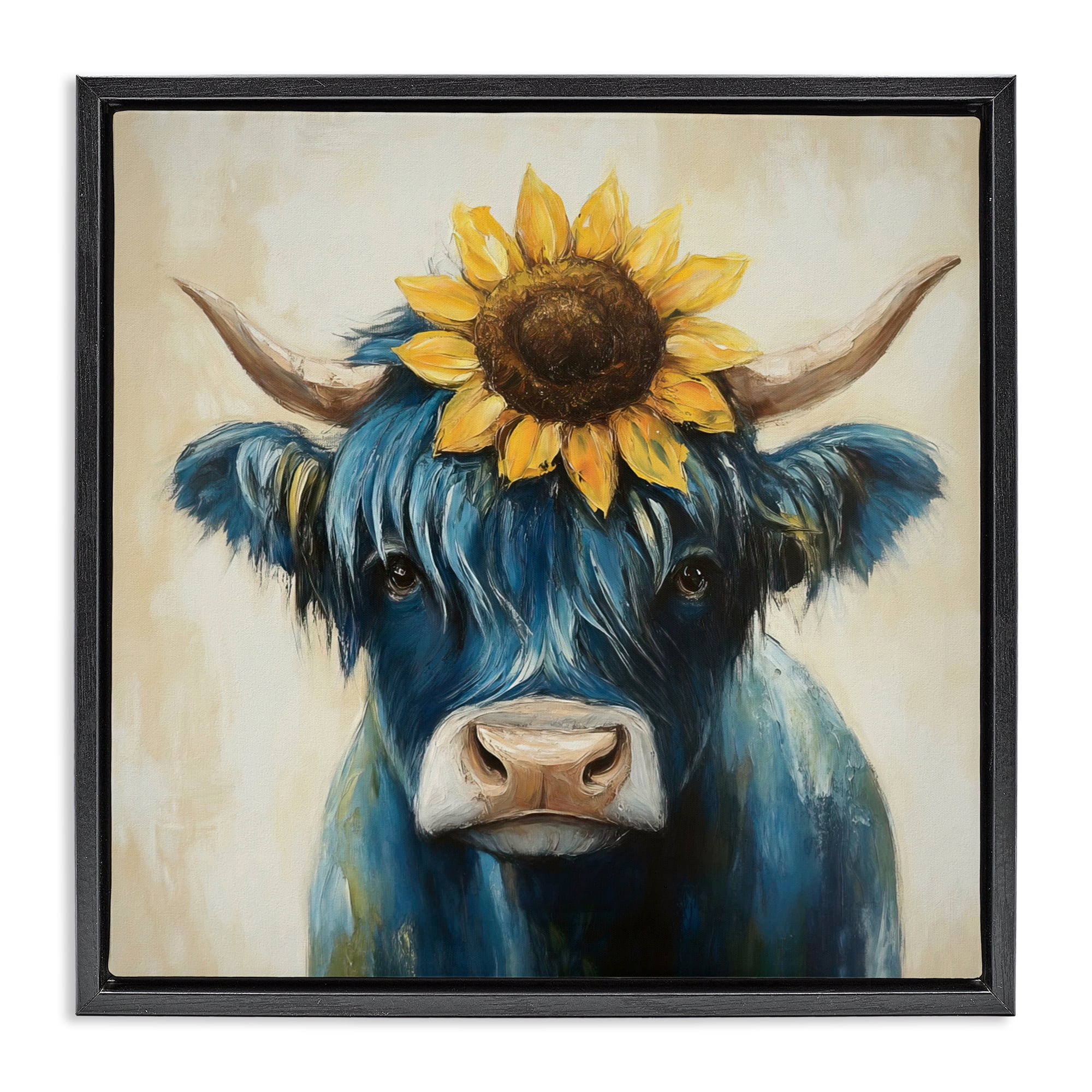 Stupell Industries Pastoral Sunflower Highland Black Framed Floater Canvas Wall Art, design by Tina LeCour