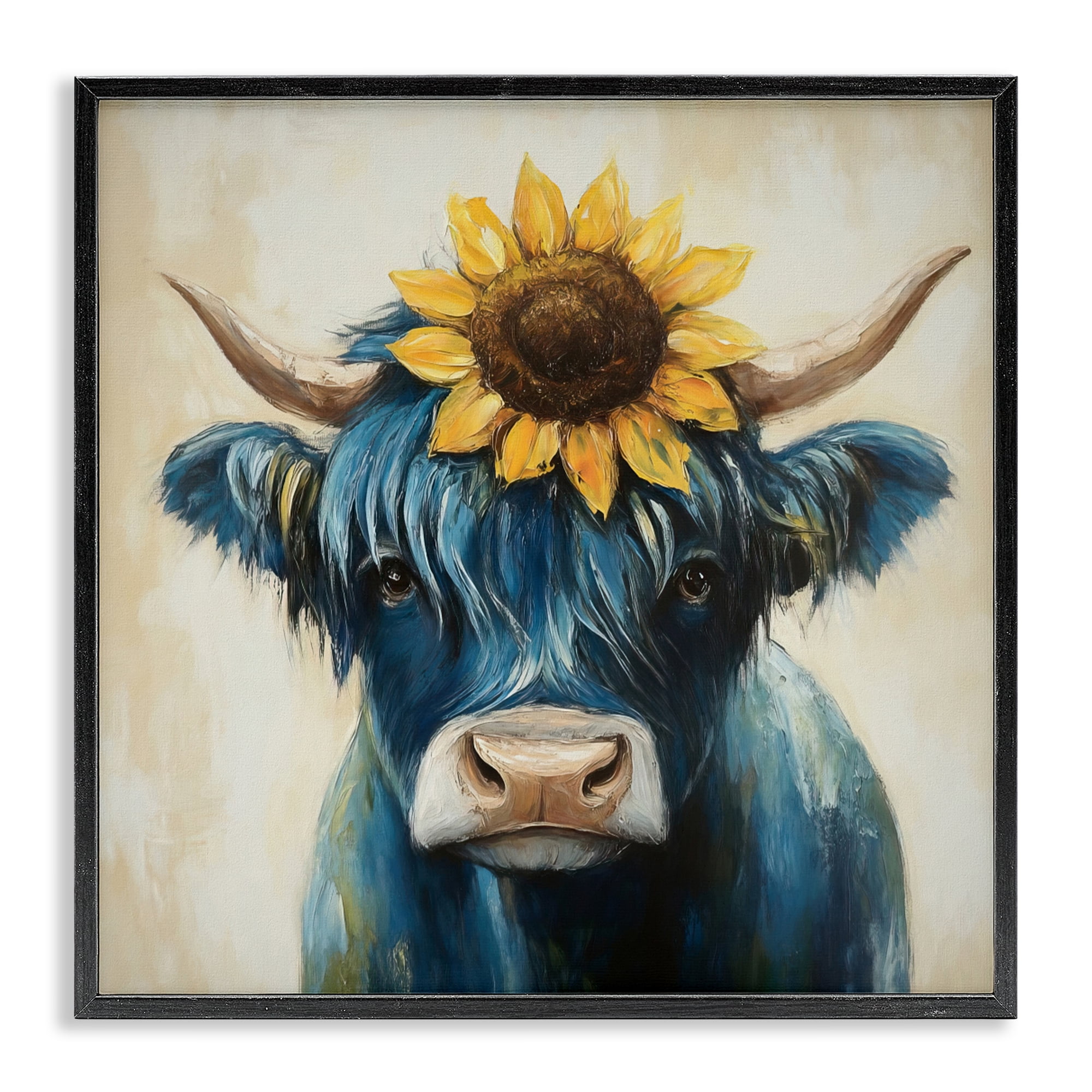 Stupell Industries Pastoral Sunflower Highland Black Framed Giclee Art, design by Tina LeCour