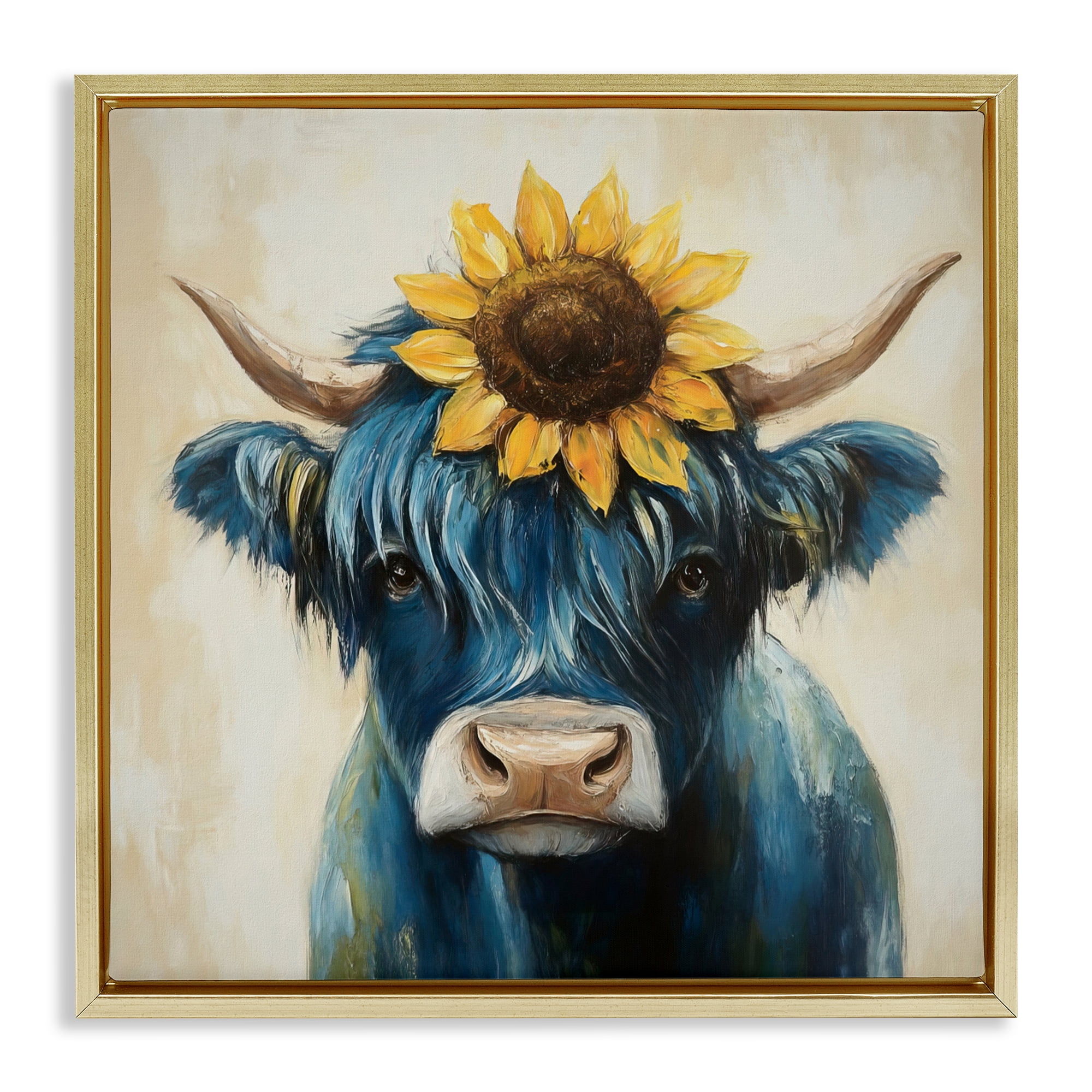 Stupell Industries Pastoral Sunflower Highland Gold Framed Floater Canvas Wall Art, design by Tina LeCour