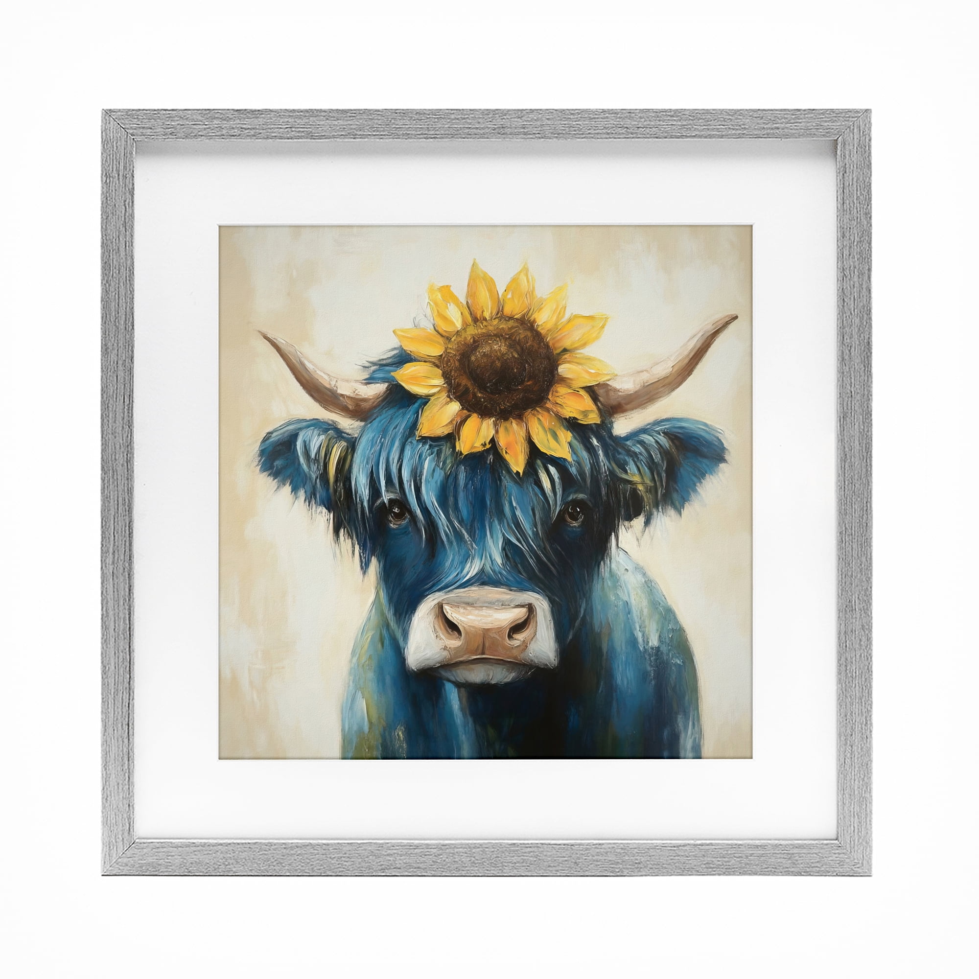 Stupell Industries Pastoral Sunflower Highland Gray Framed Print Under Glass, design by Tina LeCour