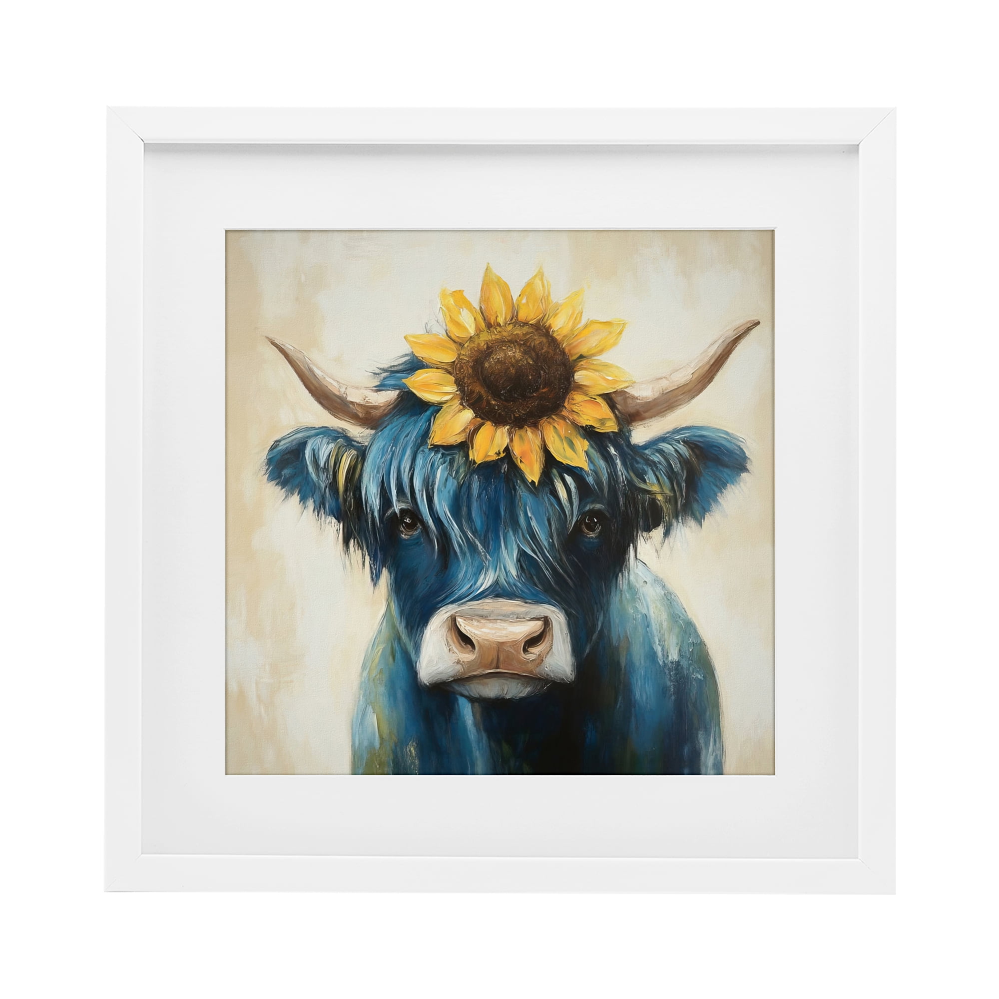 Stupell Industries Pastoral Sunflower Highland White Framed Print Under Glass, design by Tina LeCour