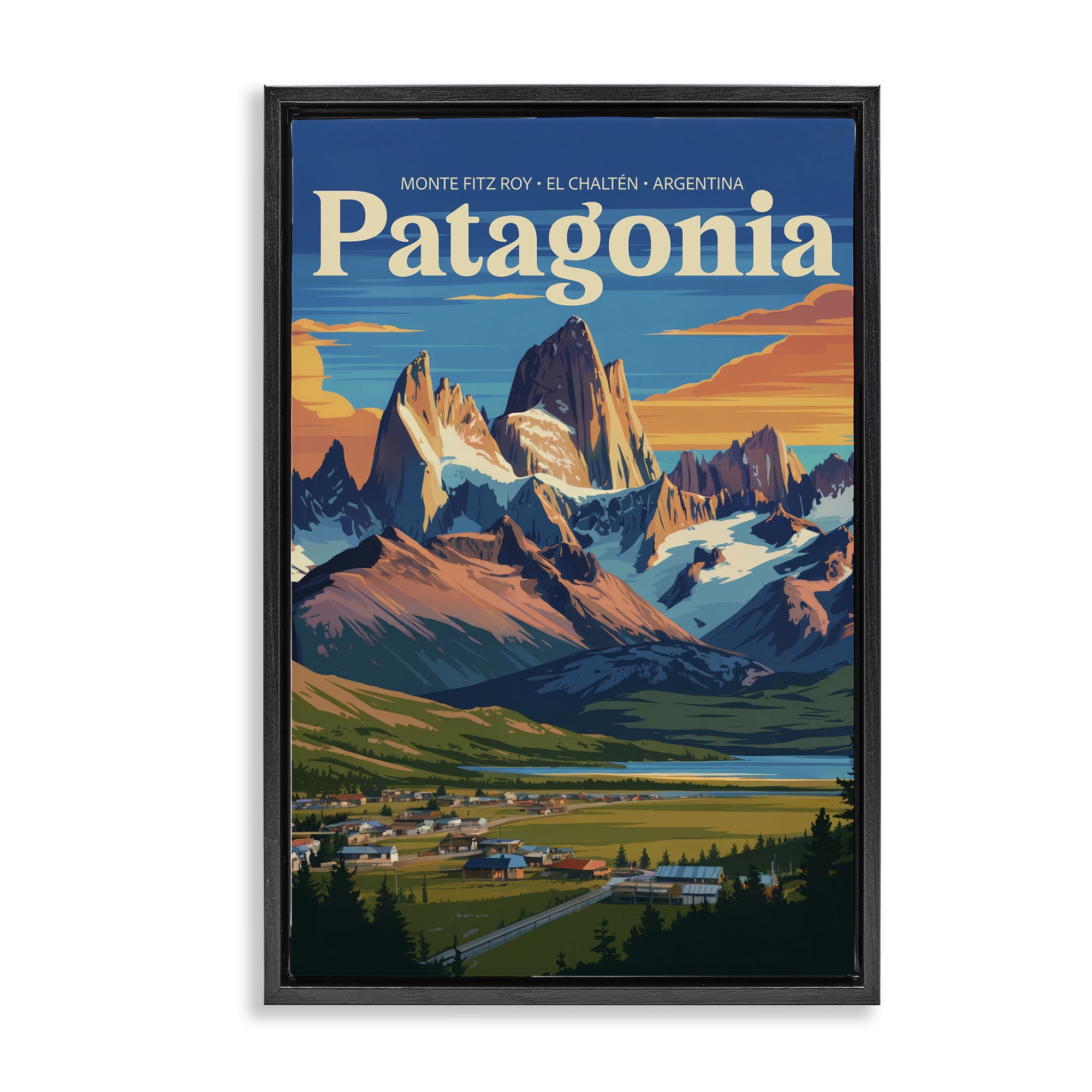 Stupell Industries Patagonia Valley Landscape Black Framed Floater Canvas Wall Art, design by Andreas Magnusson