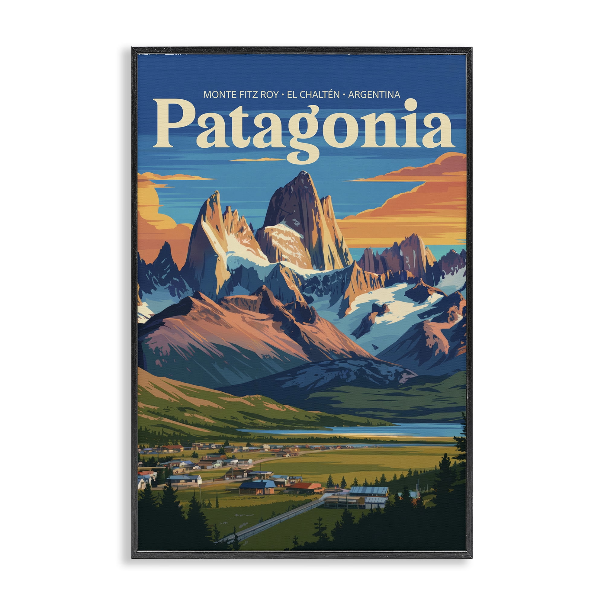 Stupell Industries Patagonia Valley Landscape Black Framed Giclee Art, design by Andreas Magnusson