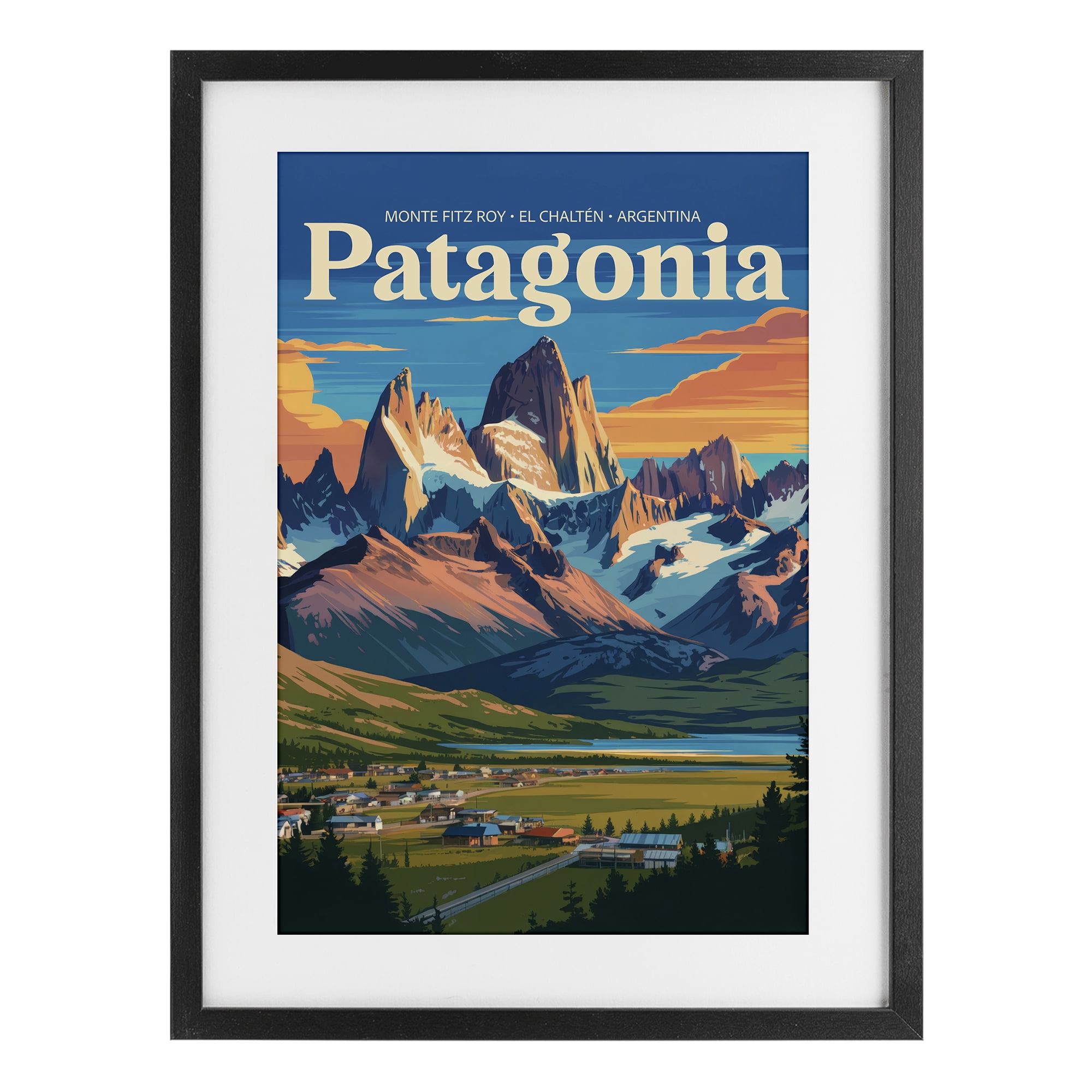 Stupell Industries Patagonia Valley Landscape Black Framed Print Under Glass, design by Andreas Magnusson