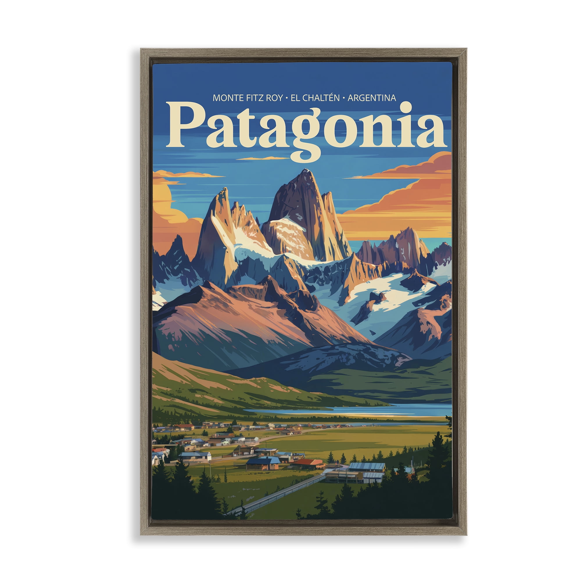 Stupell Industries Patagonia Valley Landscape Brown Framed Floater Canvas Wall Art, design by Andreas Magnusson