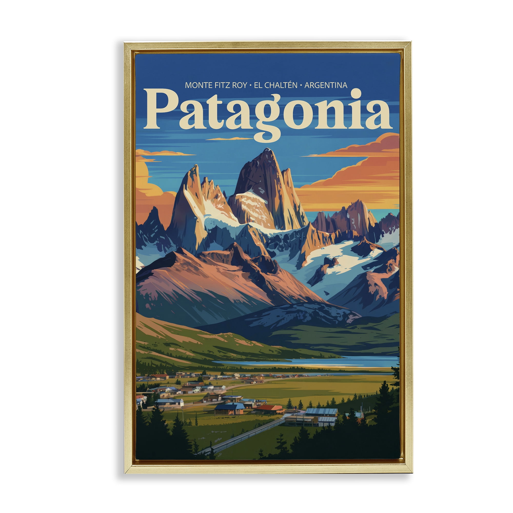 Stupell Industries Patagonia Valley Landscape Gold Framed Floater Canvas Wall Art, design by Andreas Magnusson