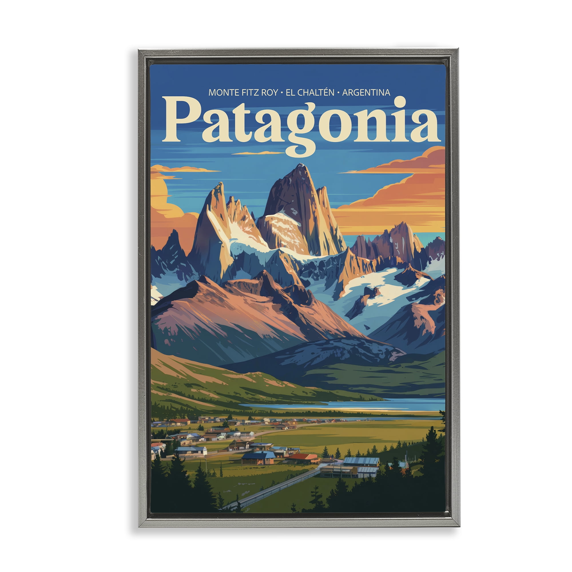 Stupell Industries Patagonia Valley Landscape Gray Framed Floater Canvas Wall Art, design by Andreas Magnusson