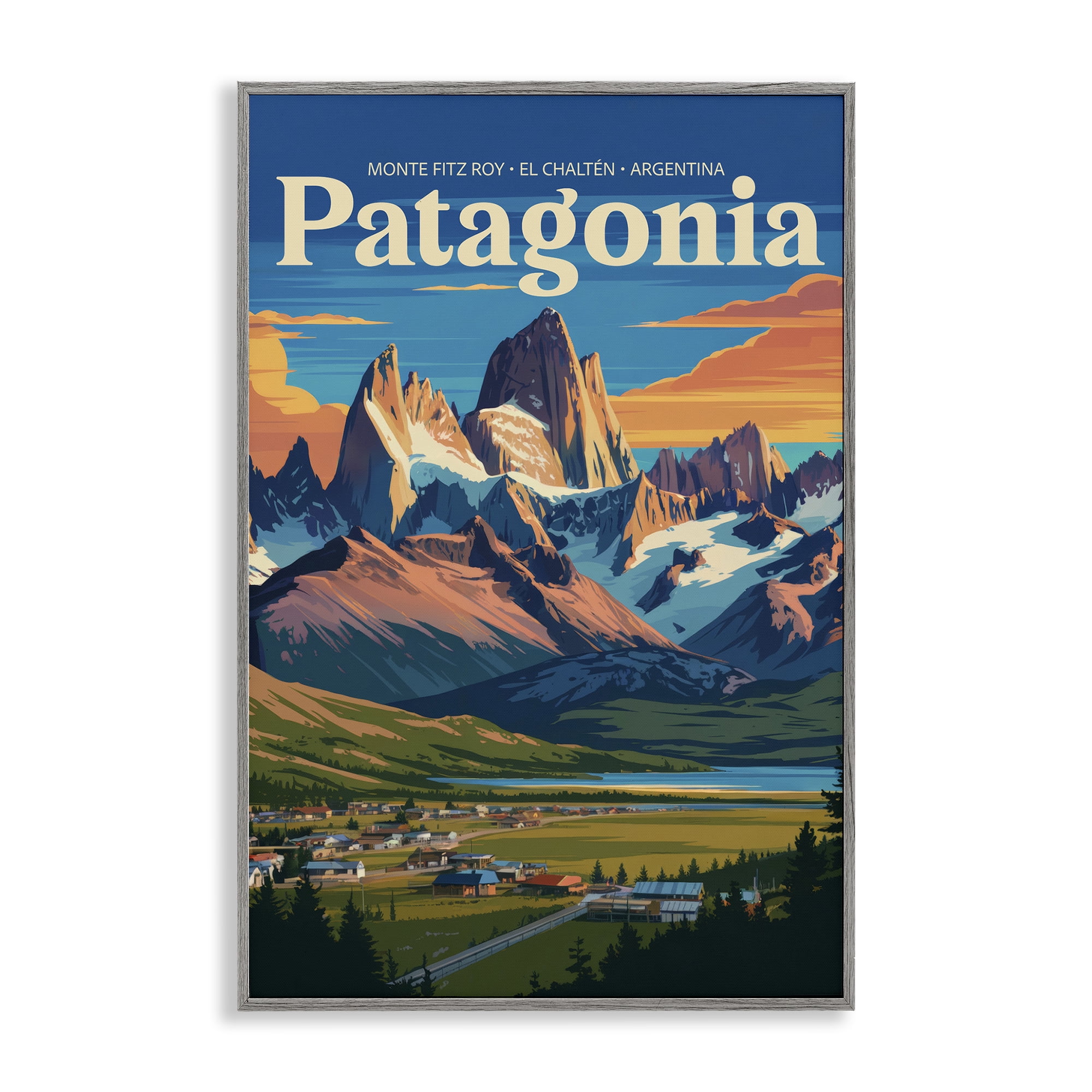 Stupell Industries Patagonia Valley Landscape Gray Framed Giclee Art, design by Andreas Magnusson
