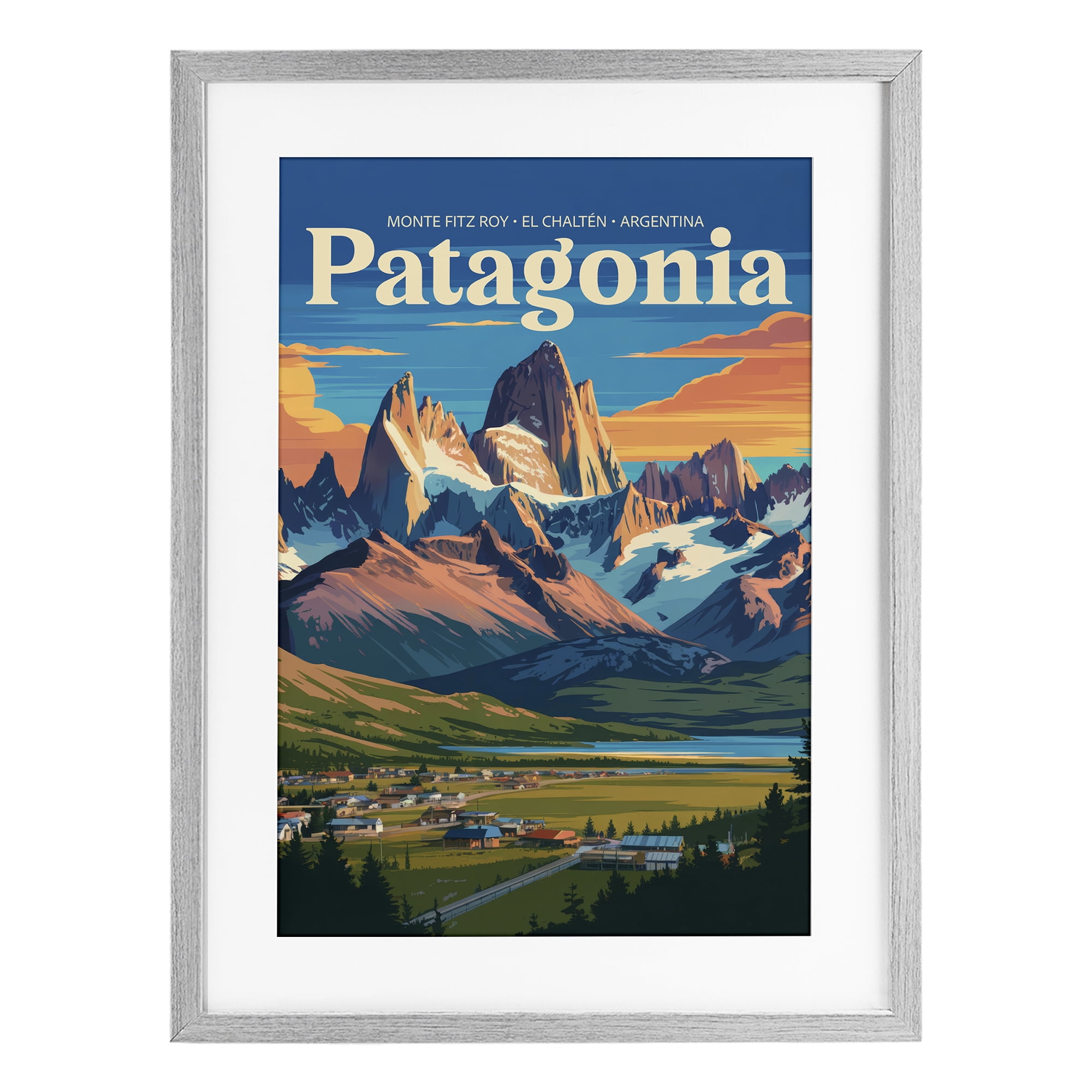 Stupell Industries Patagonia Valley Landscape Gray Framed Print Under Glass, design by Andreas Magnusson
