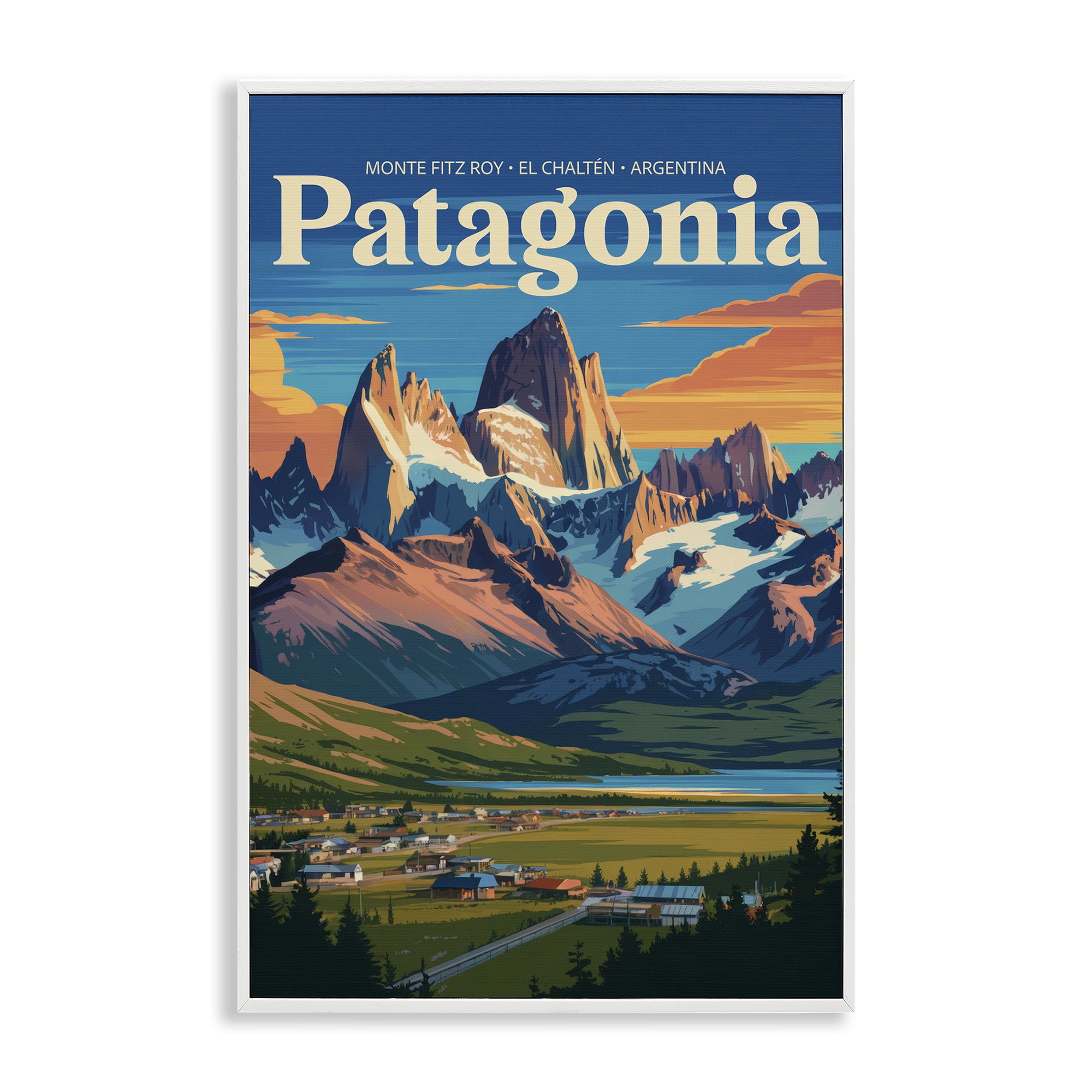 Stupell Industries Patagonia Valley Landscape White Framed Giclee Art, design by Andreas Magnusson