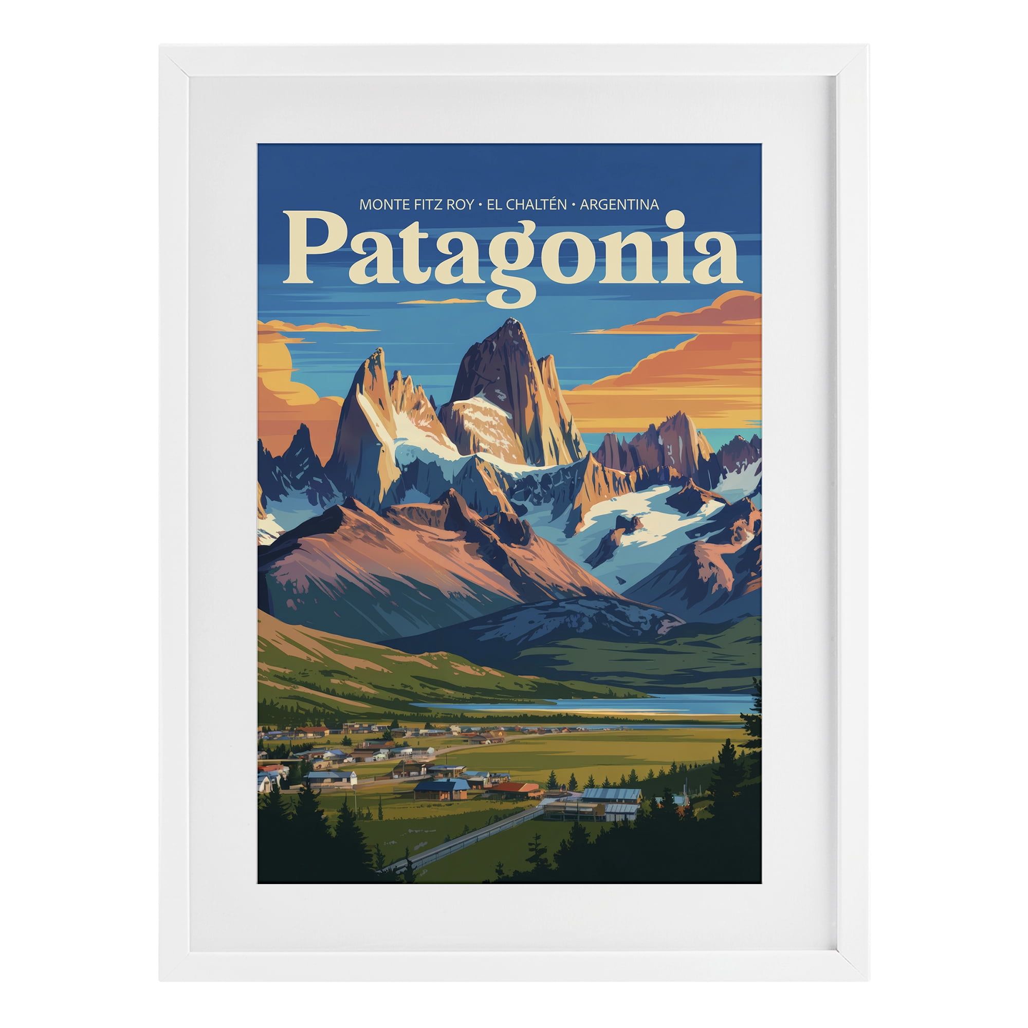 Stupell Industries Patagonia Valley Landscape White Framed Print Under Glass, design by Andreas Magnusson