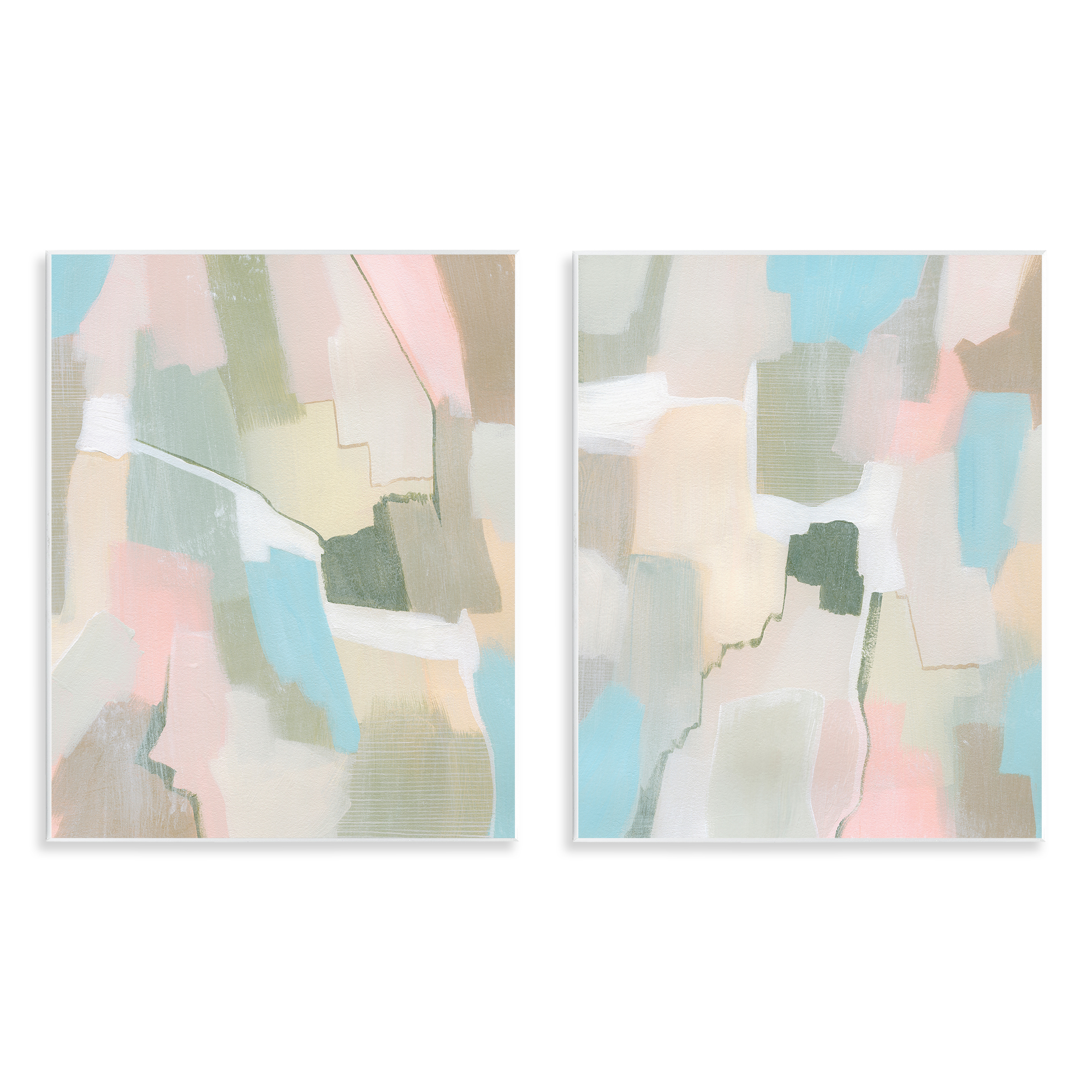 Stupell Industries Patchy Muted Pastel Abstract Abstract & Fractals Painting Unframed Art Print Wall Art, 11 x 14, Set of 2