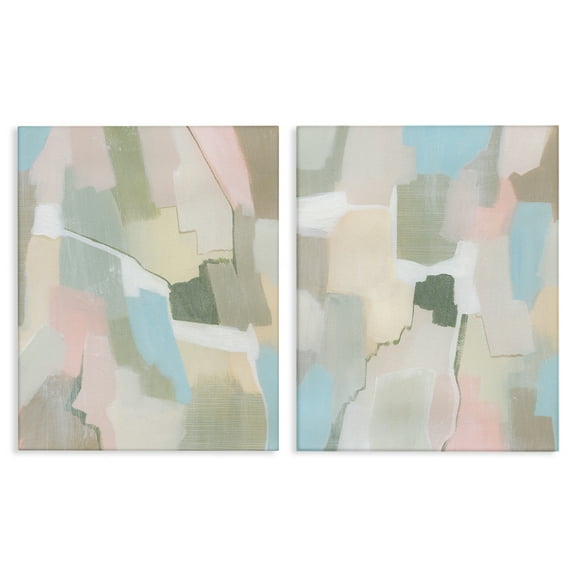 Stupell Industries Patchy Muted Pastel Abstract Abstract & Fractals Painting Wrapped Canvas Canvas Art Print Wall Art, 20 x 16, Set of 2