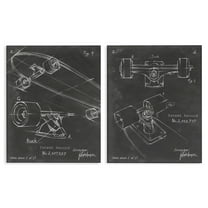 Stupell Industries Patent Diagram of Skateboard Sports Painting Wrapped Canvas Art Print Wall Art, 16 x 20, Set of 2