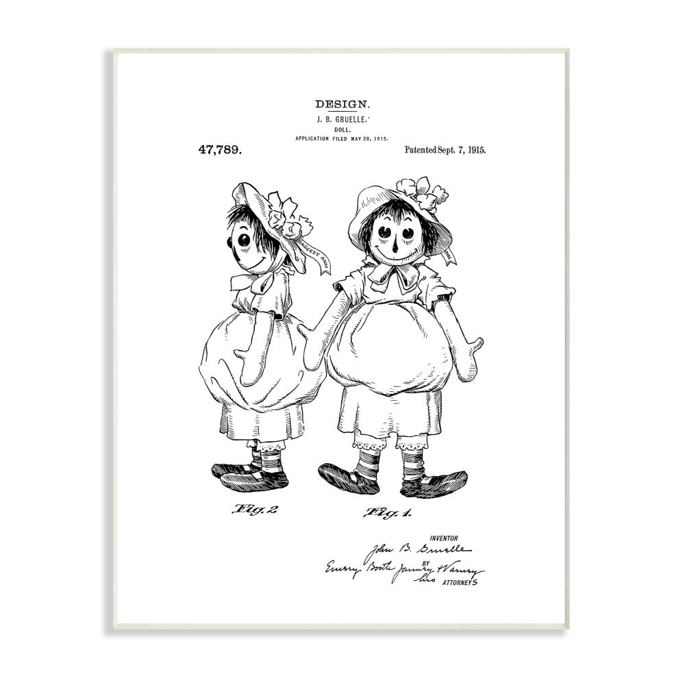 Stupell Industries Patent Doll Black And White Modern Design Wall Plaque Art by Daniel Sproul