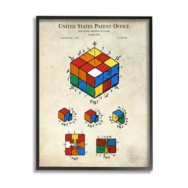 Stupell Industries Patent Office Logic Toy Diagram Graphic Art Black Framed Art Print Wall Art, Design by Karl Hronek