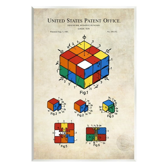 Stupell Industries Patent Office Logic Toy Diagram Graphic Art Unframed Art Print Wall Art, Design by Karl Hronek