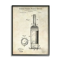 Stupell Industries Patent Text Detailed Wine Bottle Diagram Drawing Framed Wall Art, 11 x 14, Design by Karl Hronek