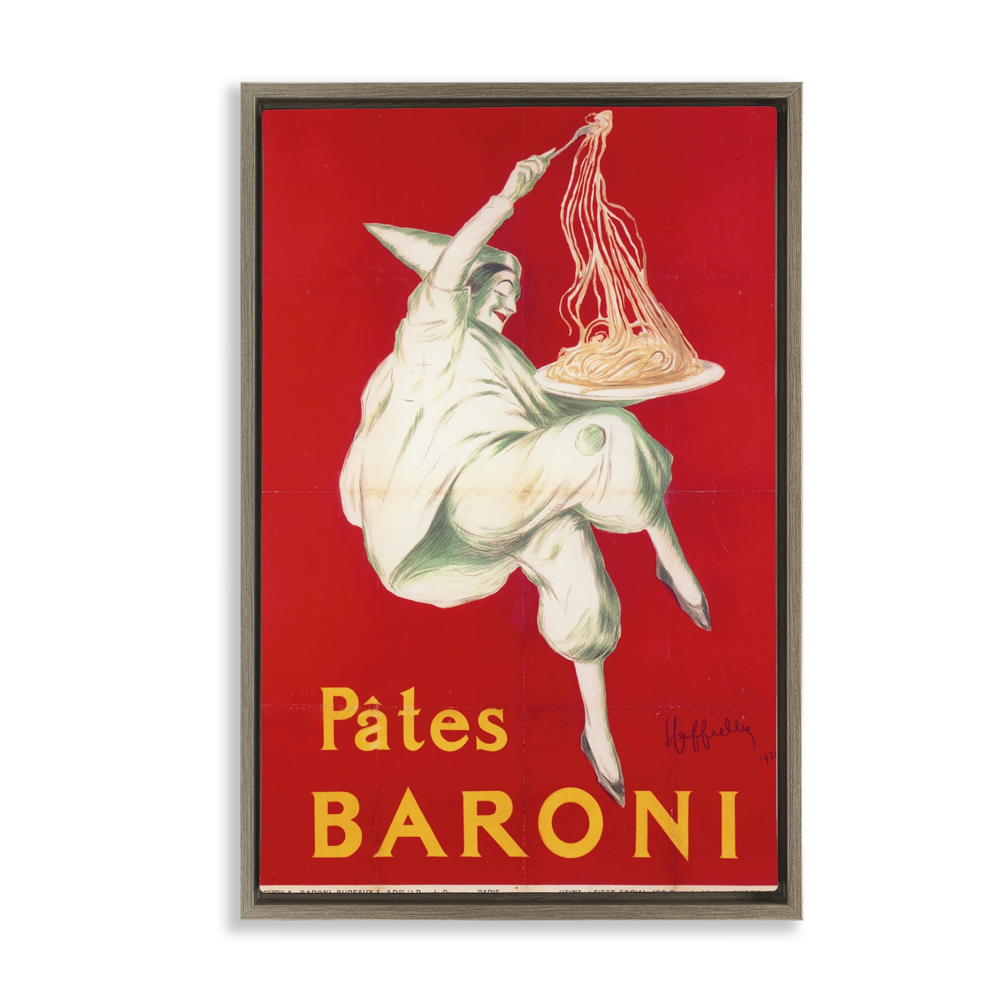 Stupell Industries Pates Baroni Advertisement Brown Framed Floater Canvas Wall Art, design by Vintage Hustle