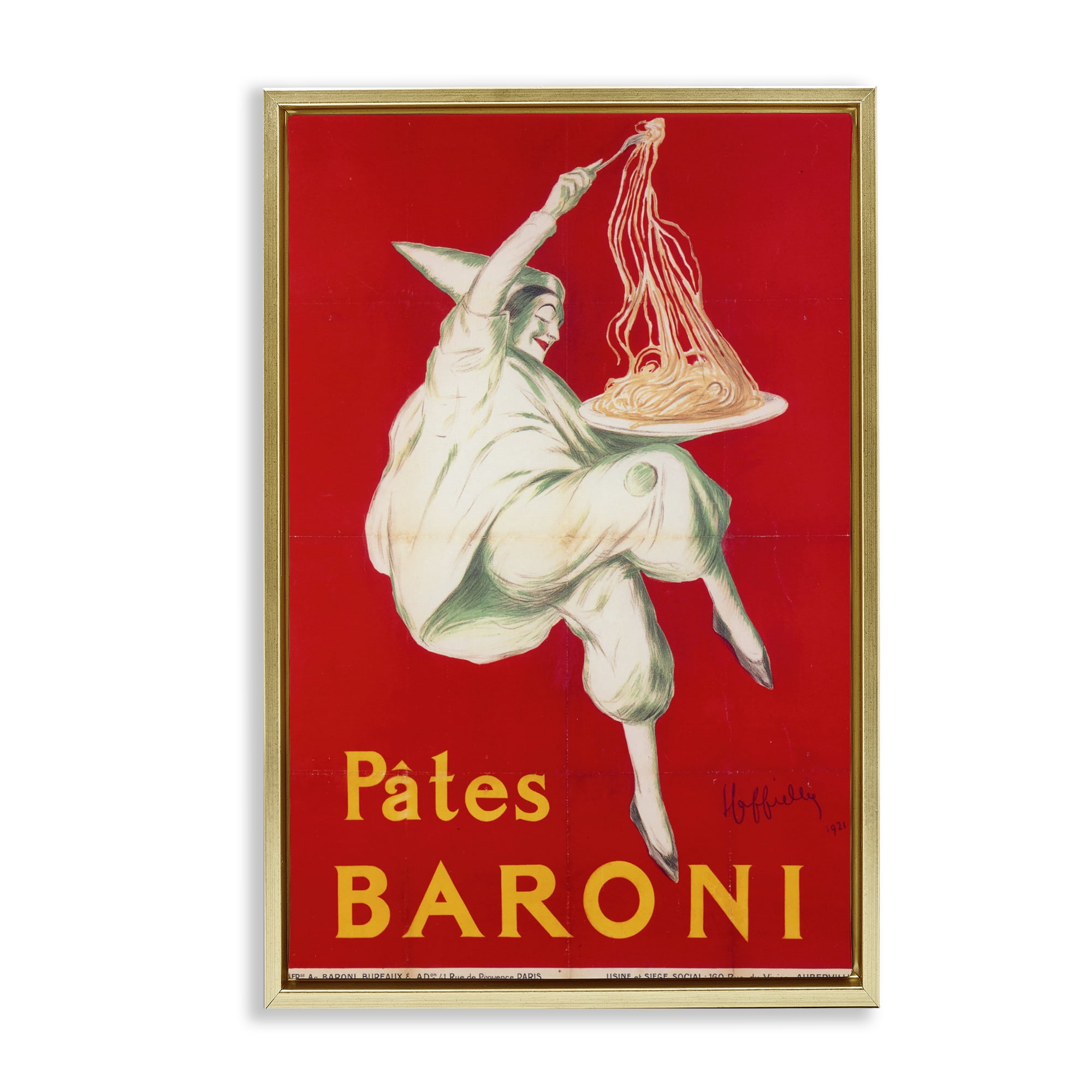 Stupell Industries Pates Baroni Advertisement Gold Framed Floater Canvas Wall Art, design by Vintage Hustle