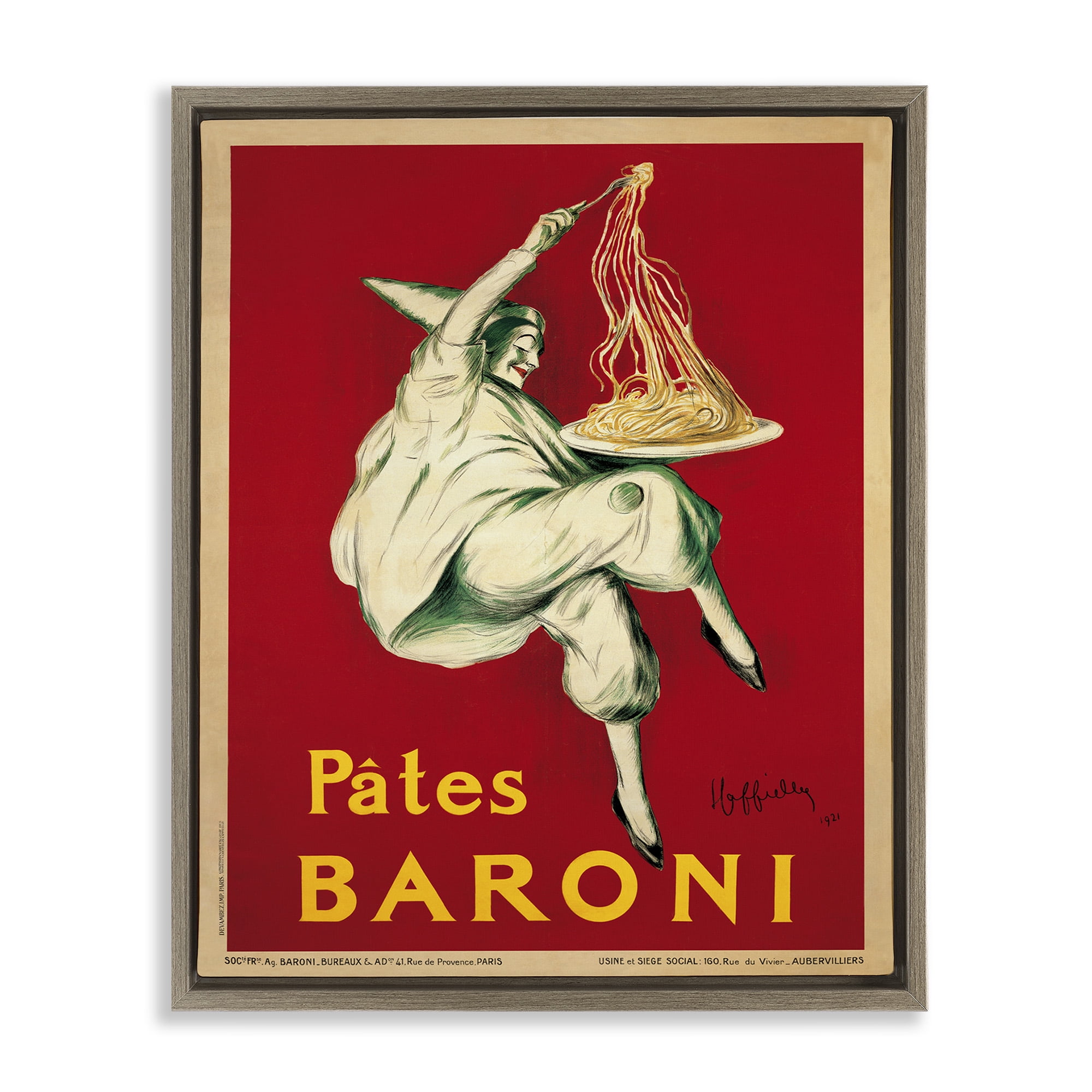 Stupell Industries Pates Baroni Vintage Food Poster Food & Beverage Painting Brown Floater Framed Canvas Art Print Wall Art, 25 x 31