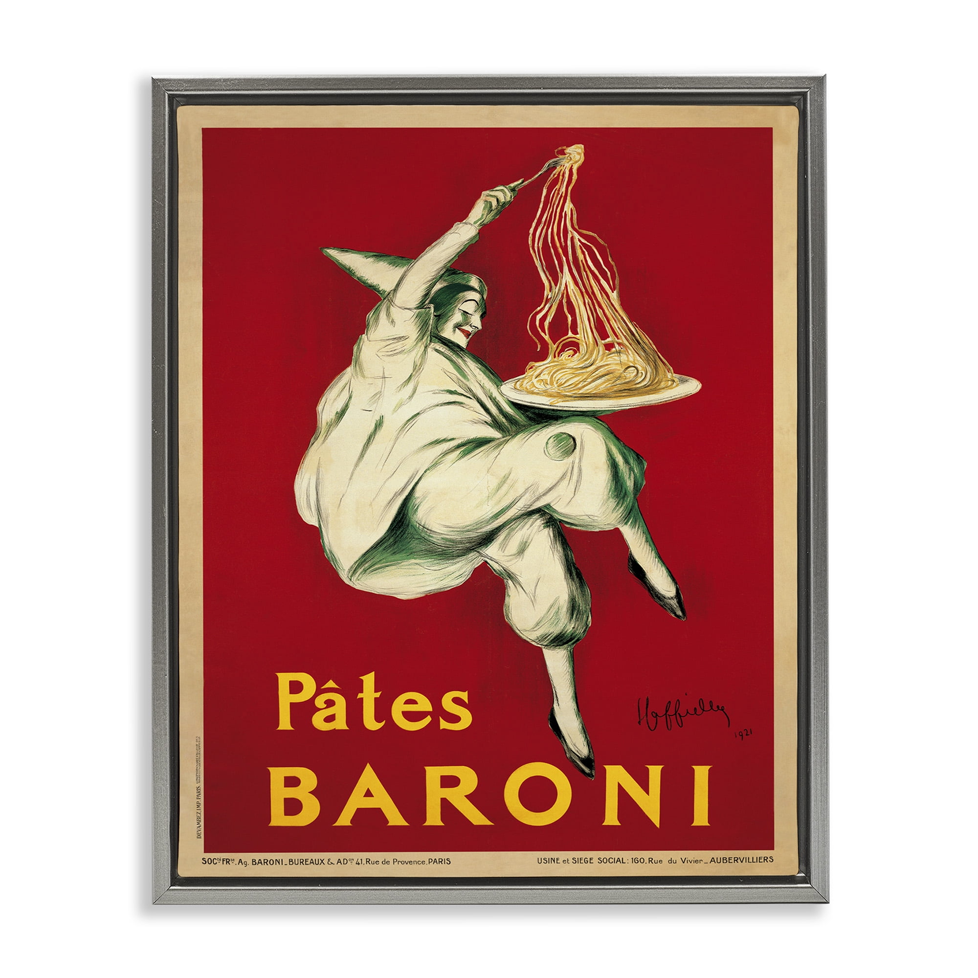 Stupell Industries Pates Baroni Vintage Food Poster Food & Beverage Painting Gray Floater Framed Canvas Art Print Wall Art, 25 x 31