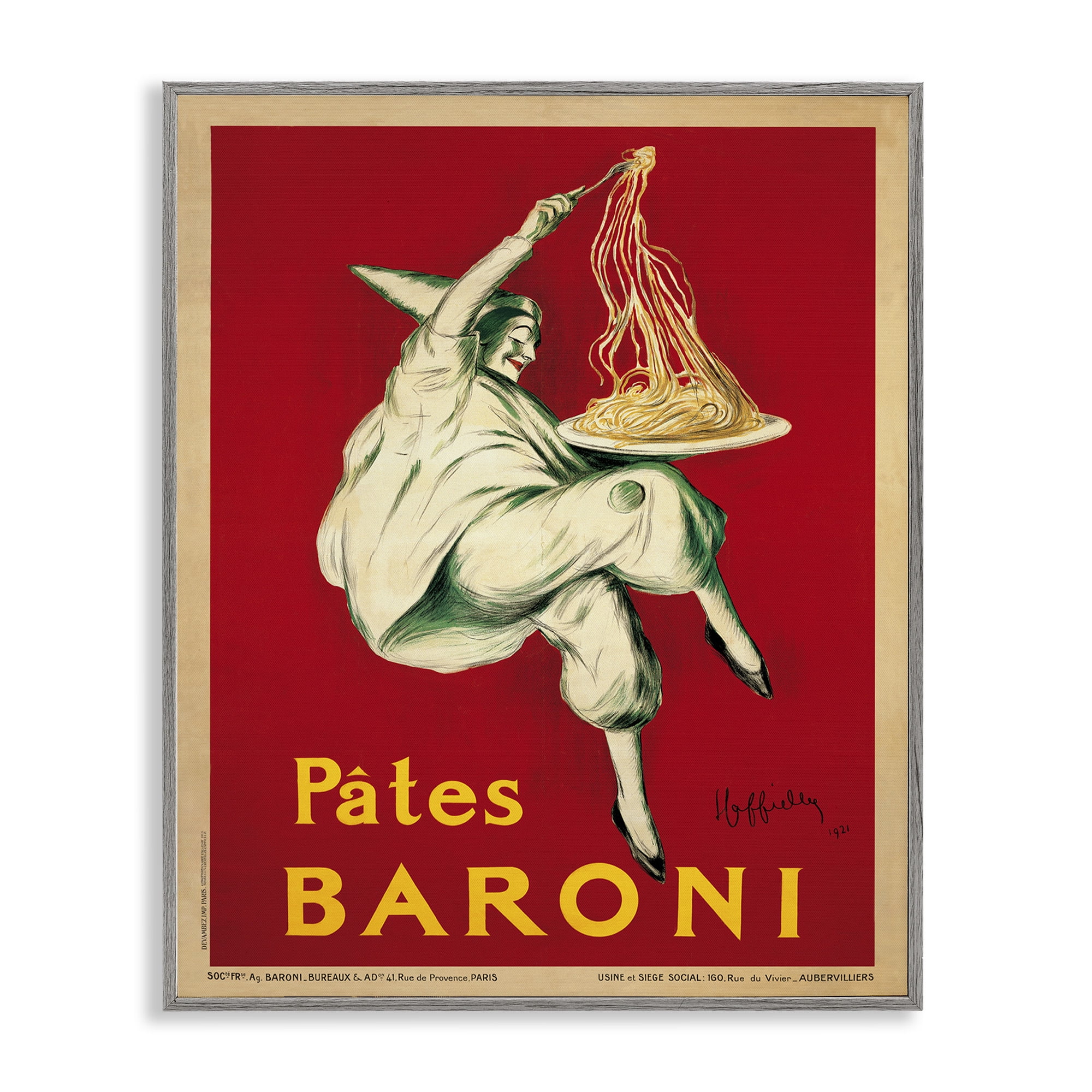 Stupell Industries Pates Baroni Vintage Food Poster Food & Beverage Painting Gray Framed Art Print Wall Art, 24 x 30