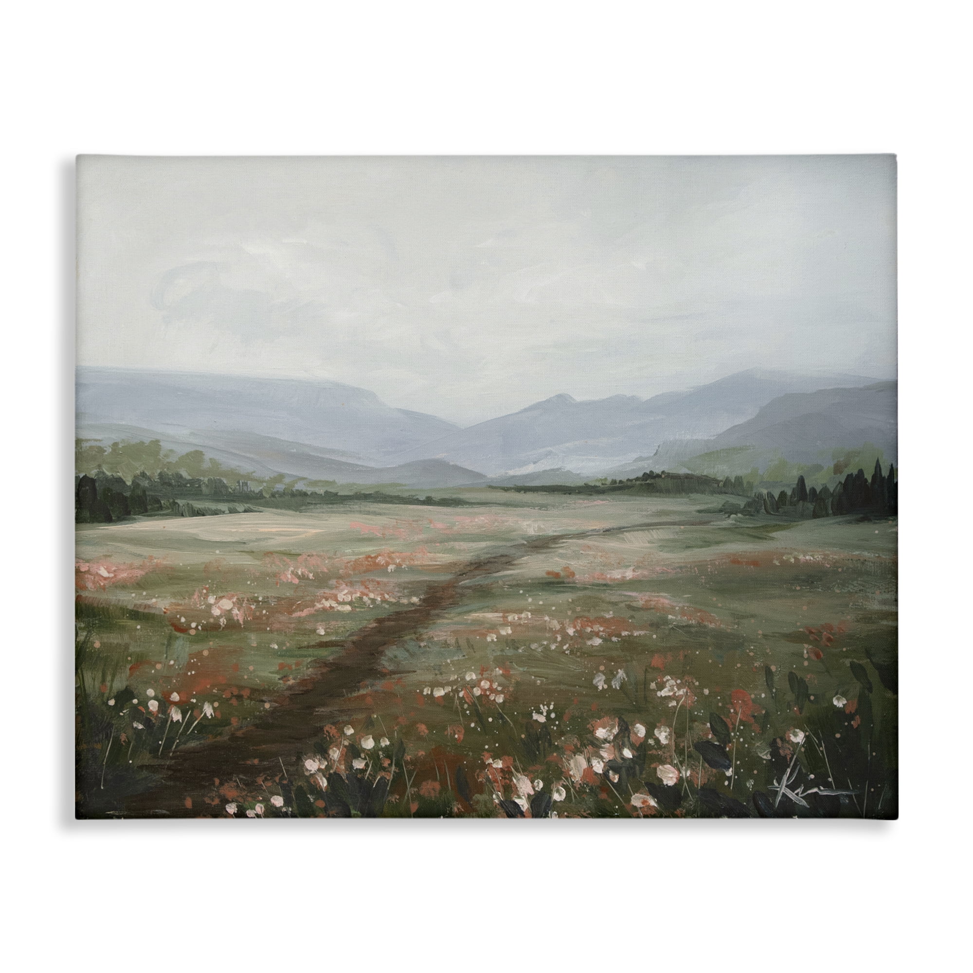 Stupell Industries Path Through Rolling Meadow Landscape & Nature Painting Wrapped Canvas Art Print Wall Art, 30 x 24