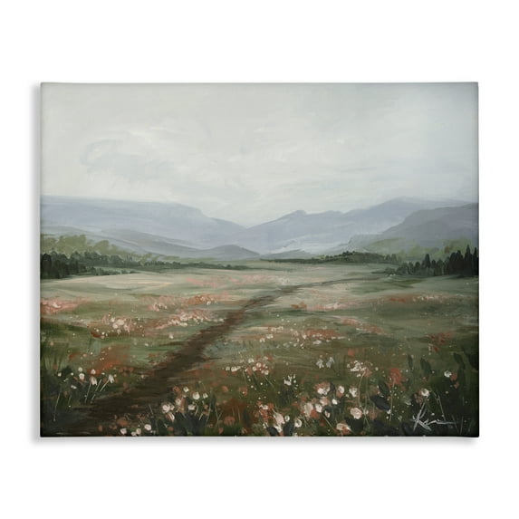 Stupell Industries Path Through Rolling Meadow Landscape & Nature Painting Wrapped Canvas Art Print Wall Art, 30 x 24