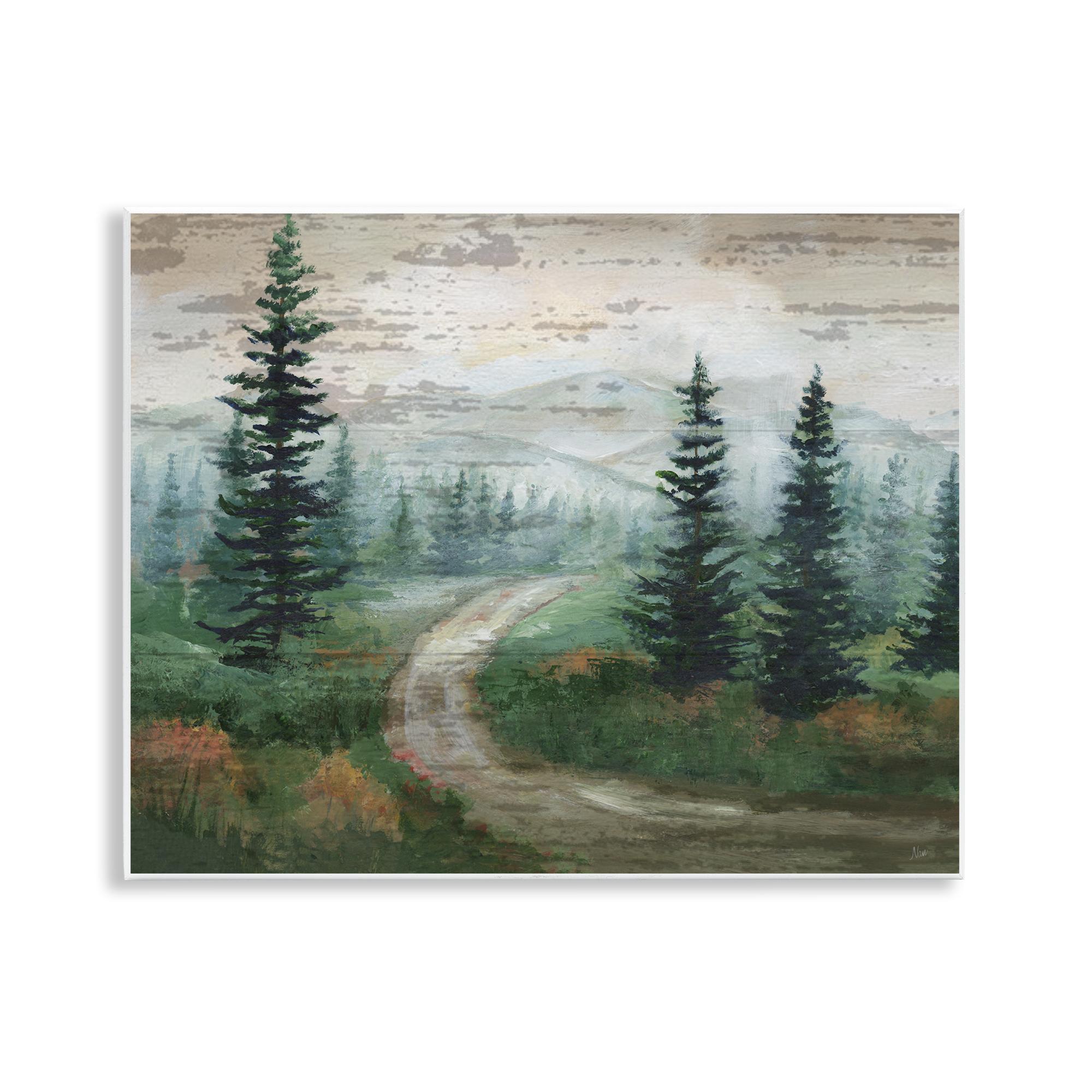 Stupell Industries Path Through Wilderness Landscape & Nature Painting Unframed Art Print Wall Art, 14 x 11