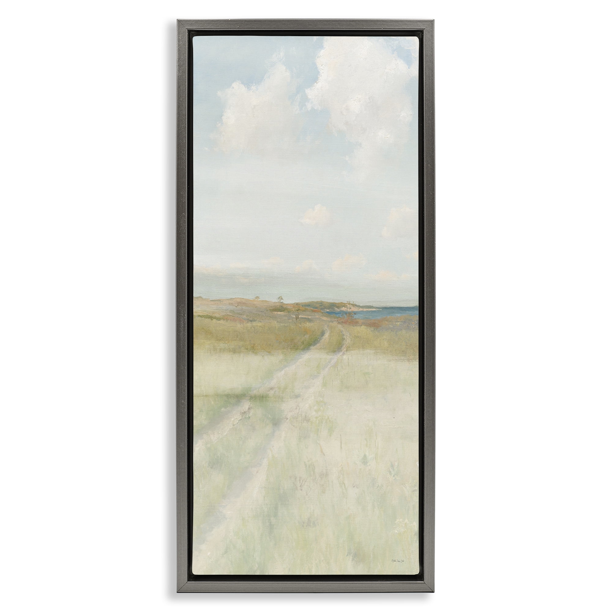 Stupell Industries Path To Beach Landscape Painting Gray Floater Framed Canvas Art Print Wall Art, 11 x 25