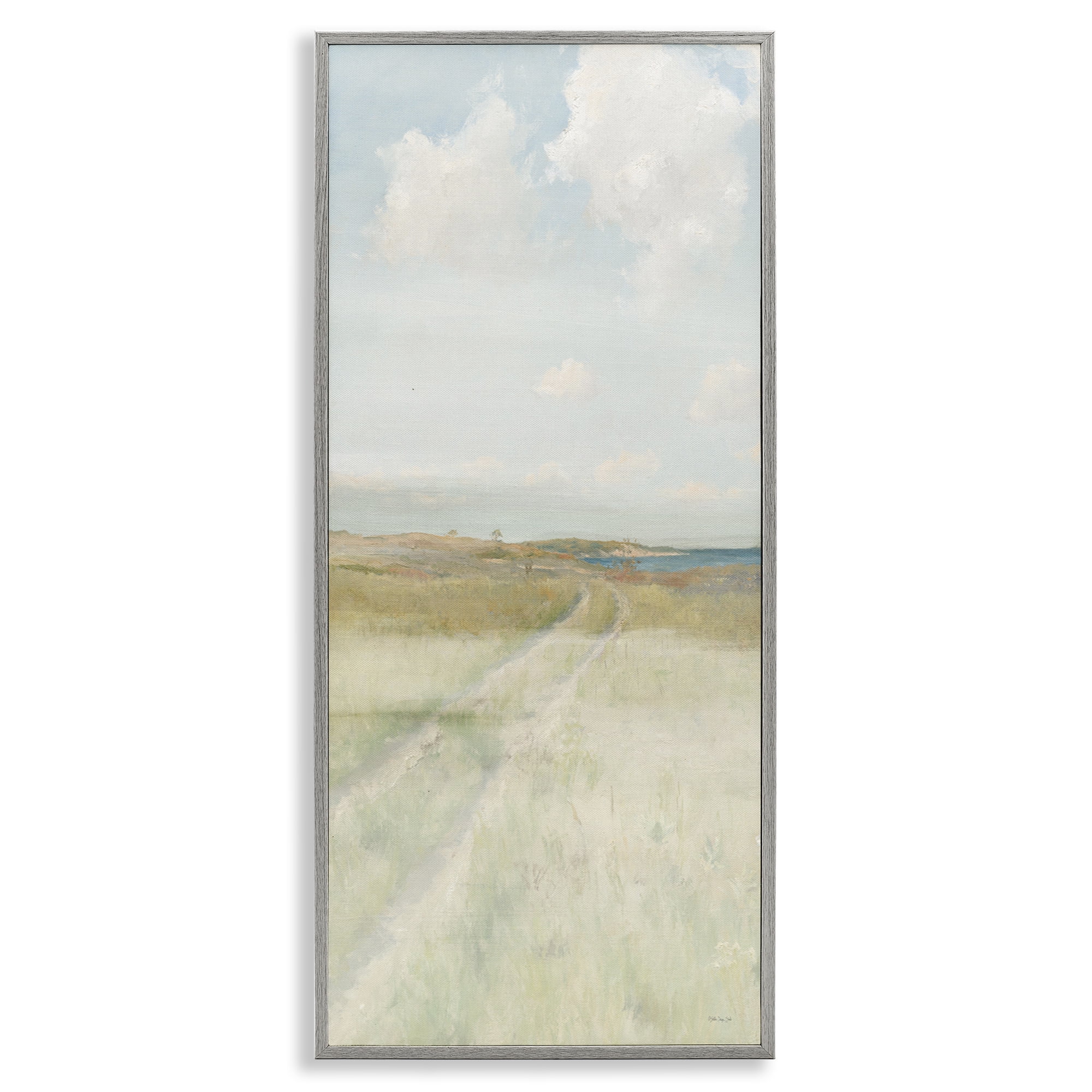 Stupell Industries Path To Beach Landscape Painting Gray Framed Art Print Wall Art, 13 x 30