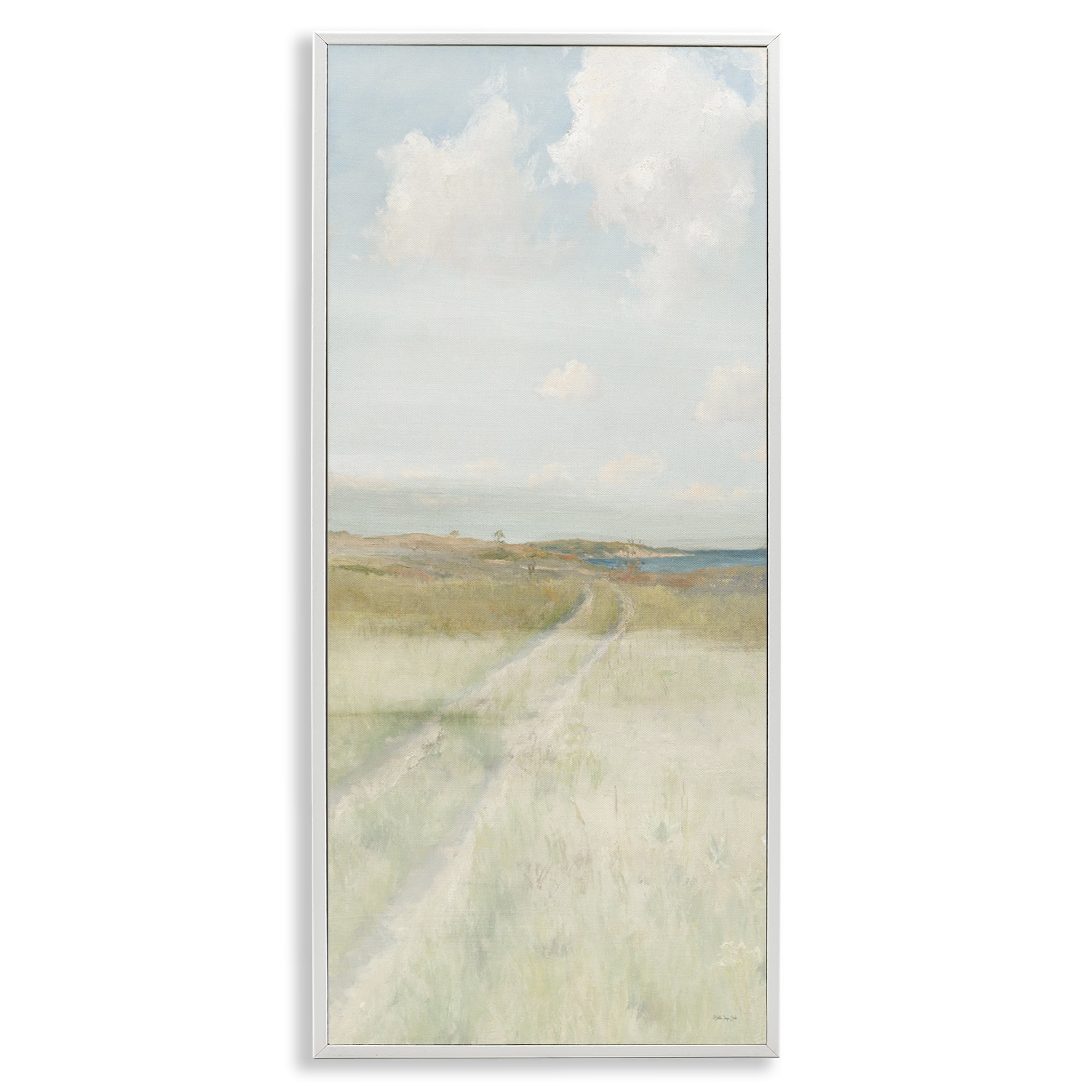 Stupell Industries Path To Beach Landscape Painting White Framed Art Print Wall Art, 10 x 24