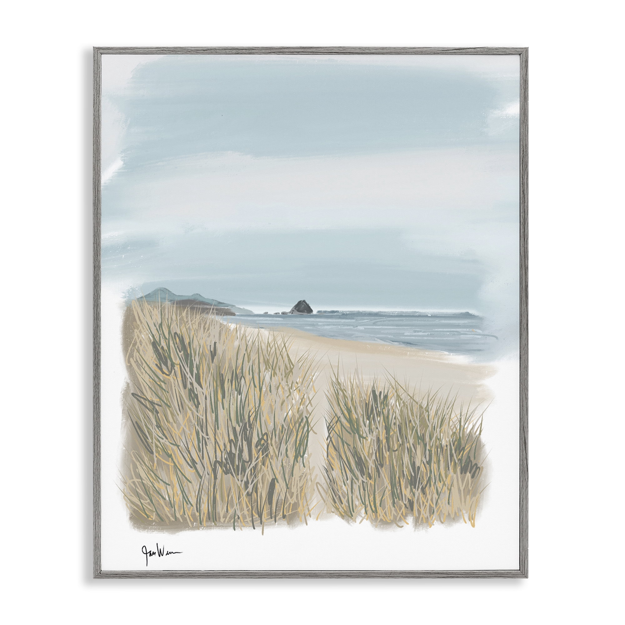 Stupell Industries Path To Calm Beach Landscape & Nature Painting Gray ...