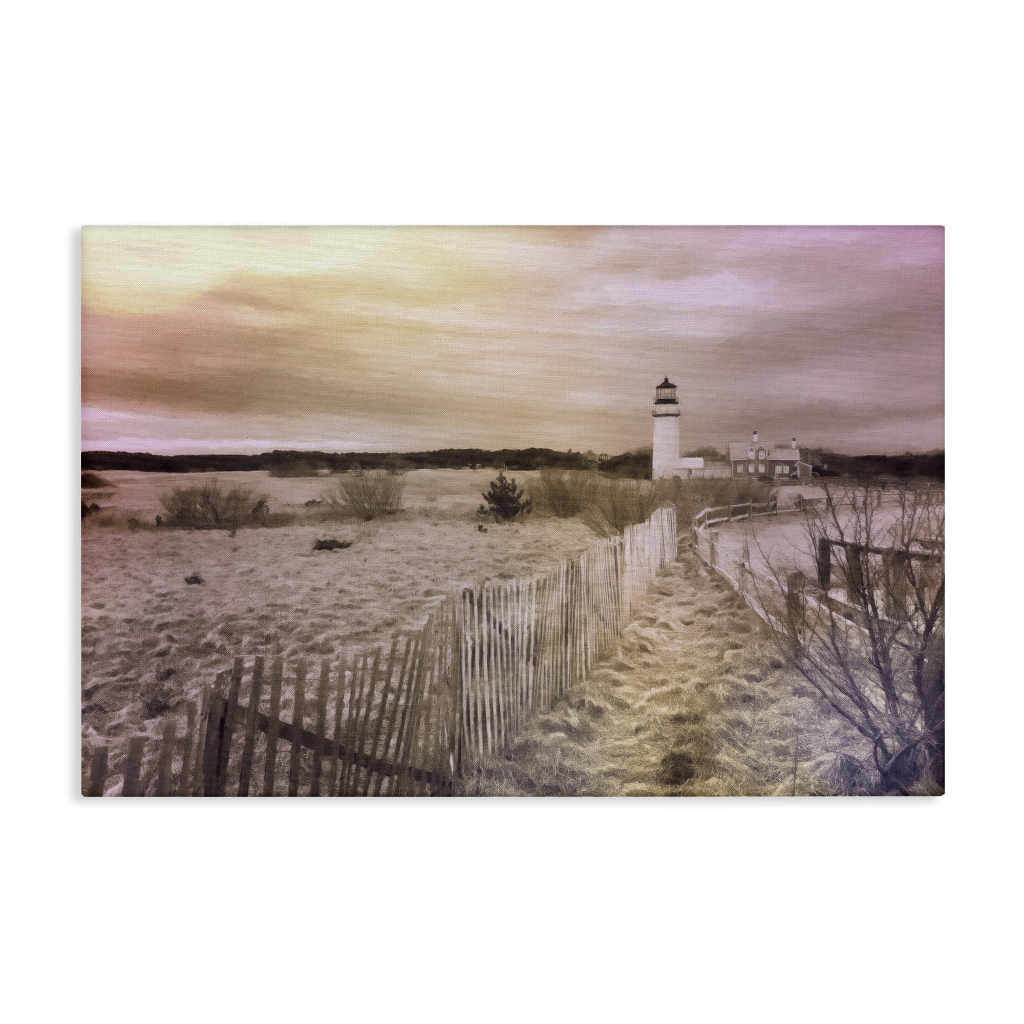 Stupell Industries Path To Lighthouse View Nautical & Beach Painting Wrapped Canvas Art Print Wall Art, 36 x 24