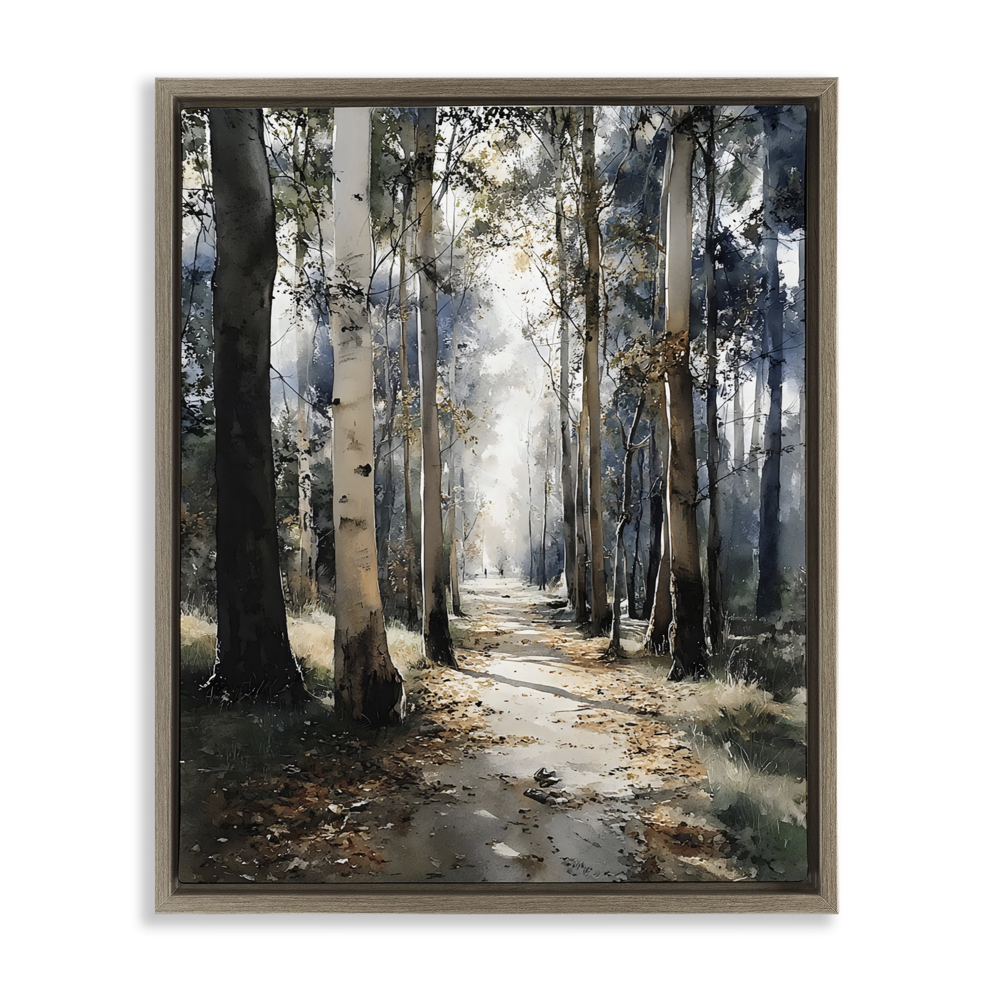 Stupell Industries Path in Autumn Light Brown Framed Floater Canvas Wall Art, design by Franklyn Gregory