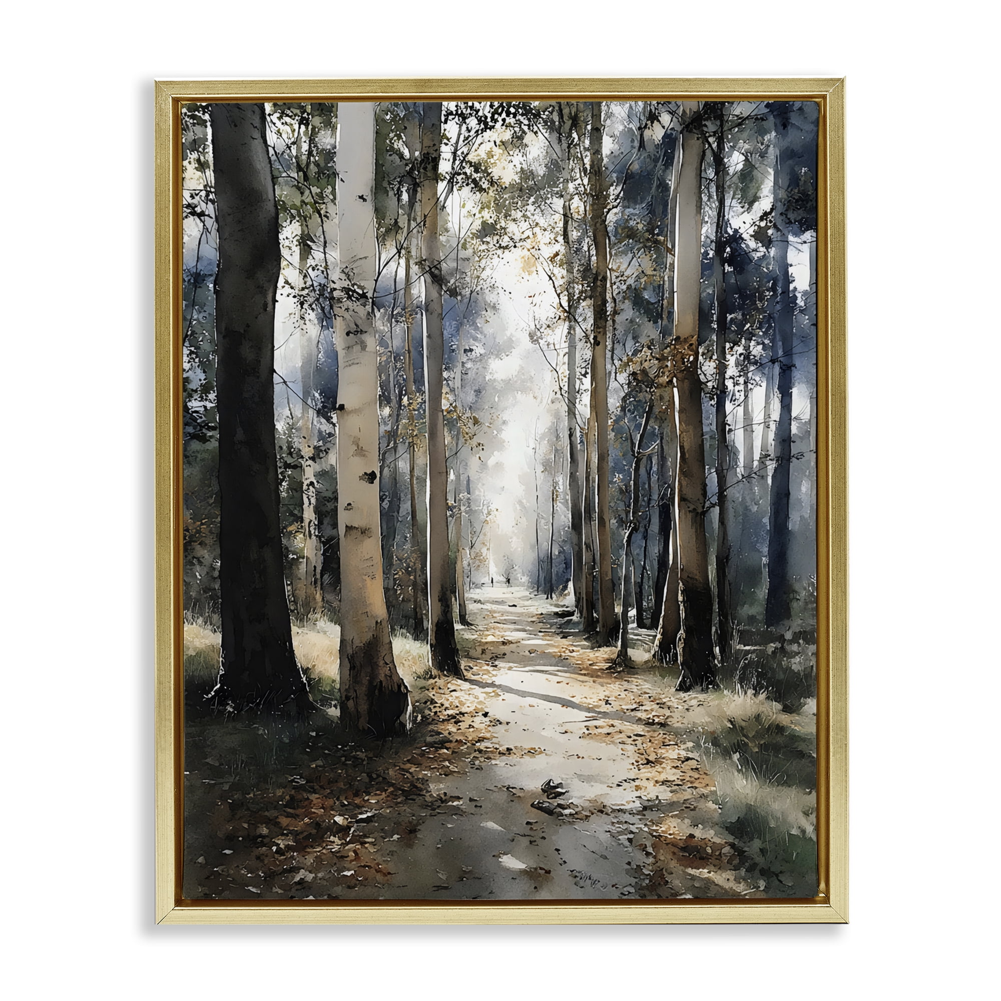Stupell Industries Path in Autumn Light Gold Framed Floater Canvas Wall Art, design by Franklyn Gregory