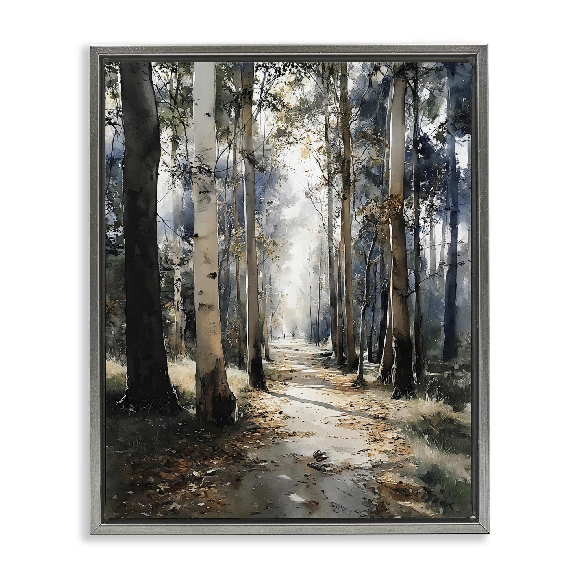 Stupell Industries Path in Autumn Light Gray Framed Floater Canvas Wall Art, design by Franklyn Gregory