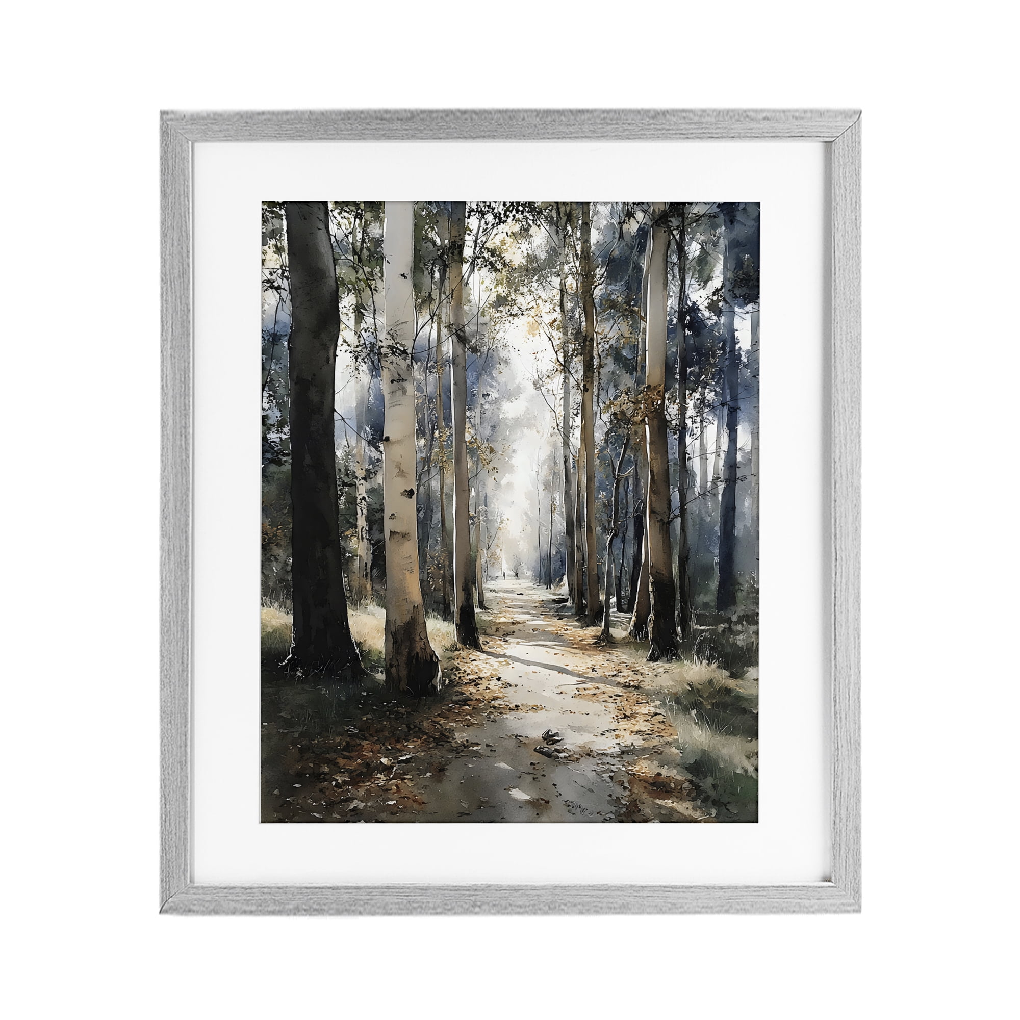 Stupell Industries Path in Autumn Light Gray Framed Print Under Glass, design by Franklyn Gregory
