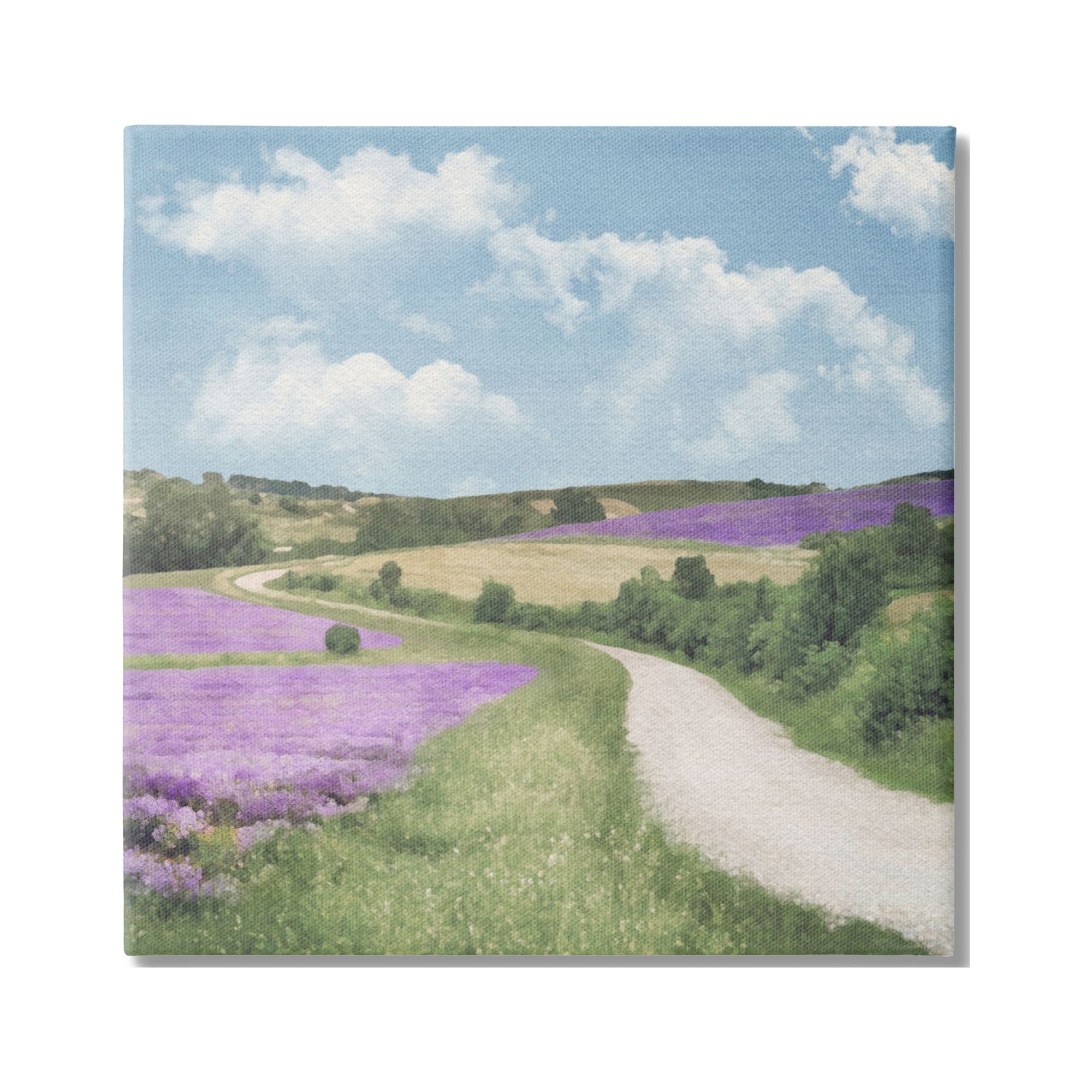 Stupell Industries Path in Lavender Field Nature Painting Gallery Wrapped Canvas Print Wall Art, 24 x 24